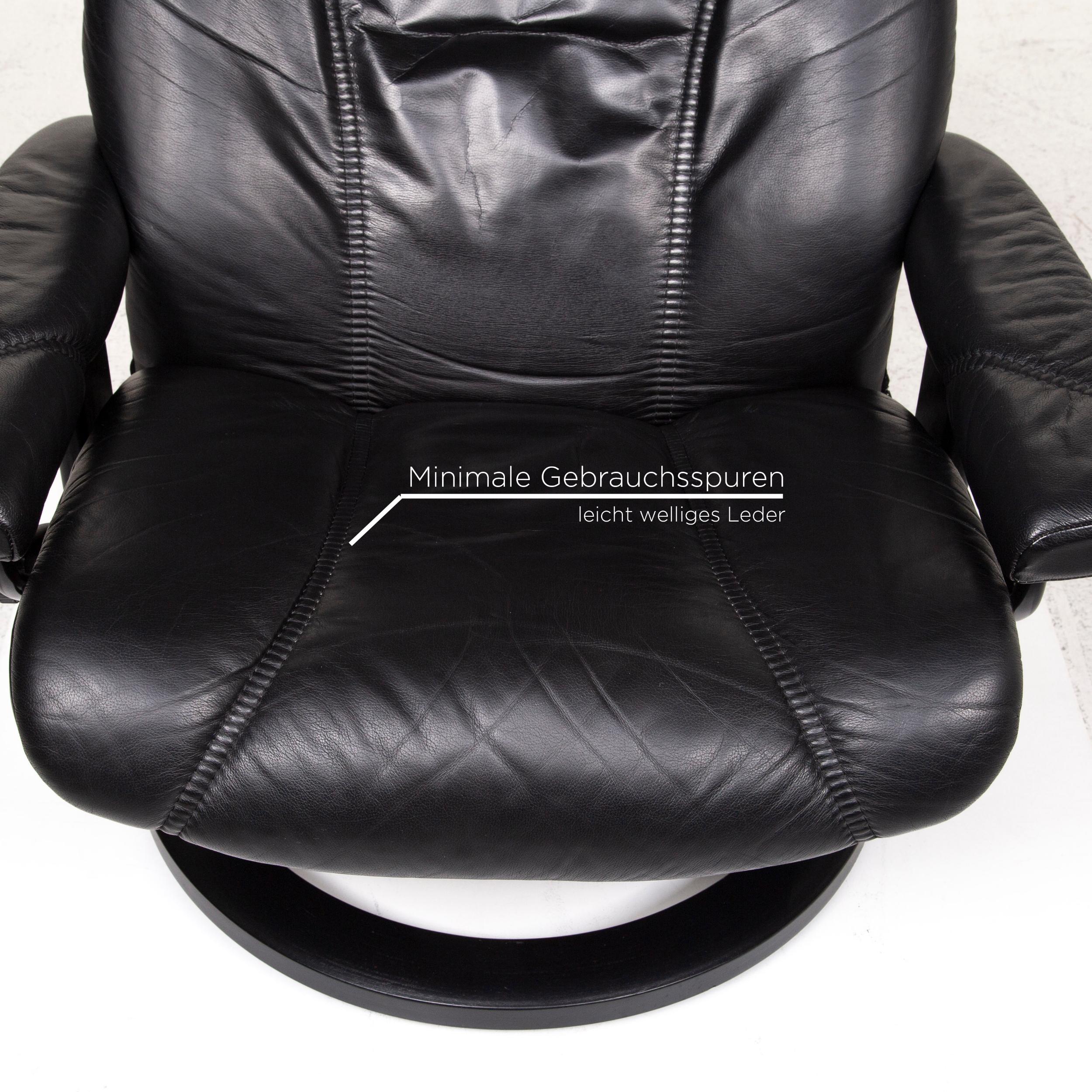 Norwegian Stressless Consul Leather Armchair Incl. Black Stool Size L Function Relax