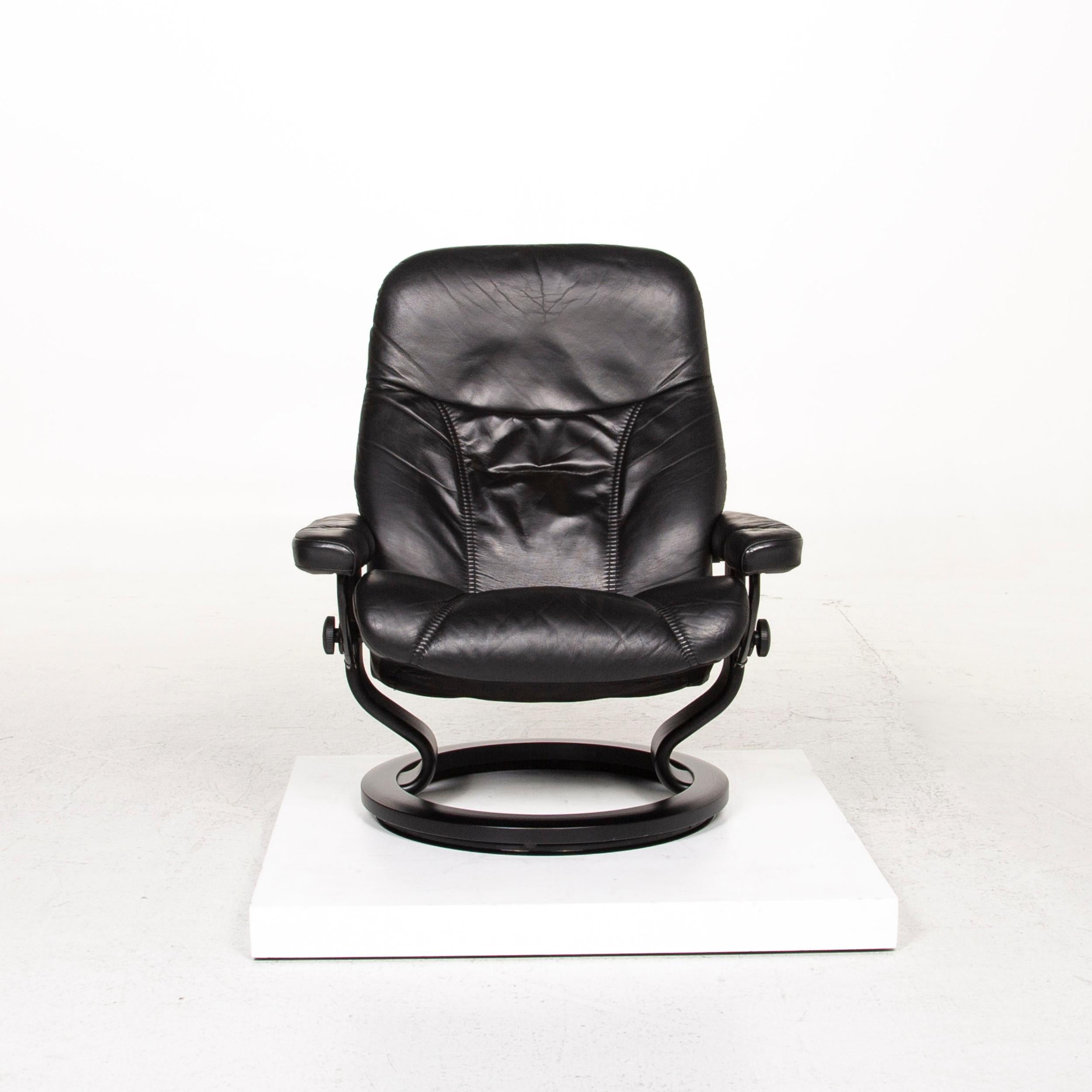 Stressless Consul Leather Armchair Incl. Black Stool Size L Function Relax 1