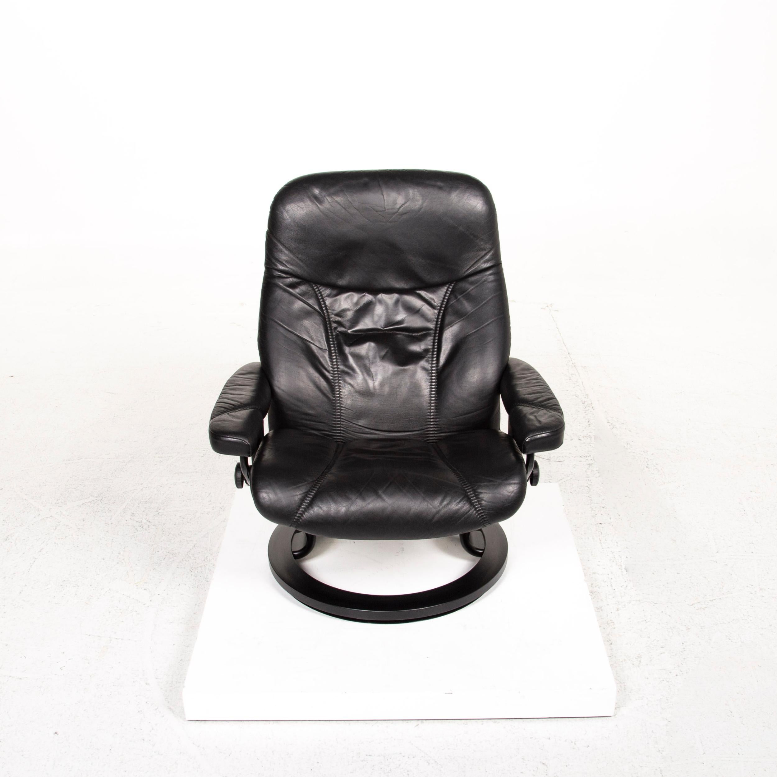 Stressless Consul Leather Armchair Incl. Black Stool Size L Function Relax 2