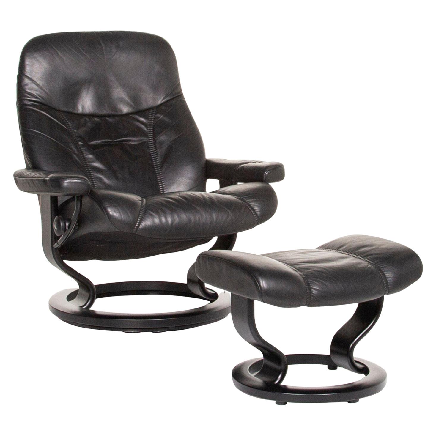 Stressless Consul Leather Armchair Incl. Black Stool Size L Function Relax