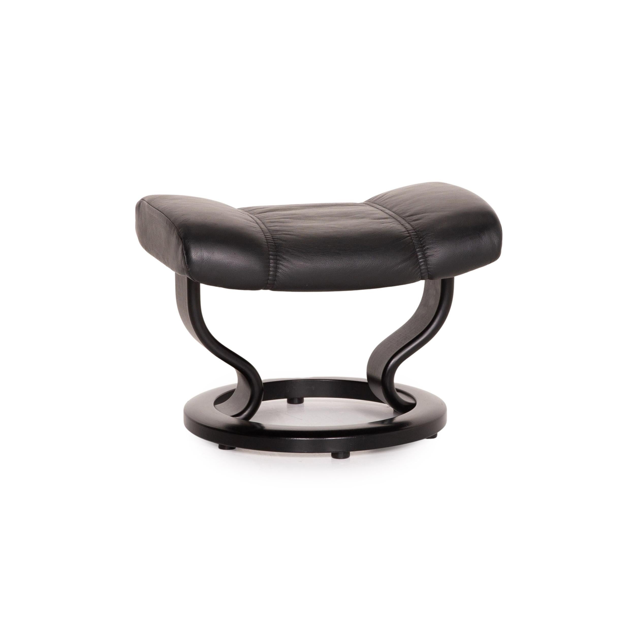 Stressless Consul Leather Armchair Incl. Stool Black Function Relaxation For Sale 10