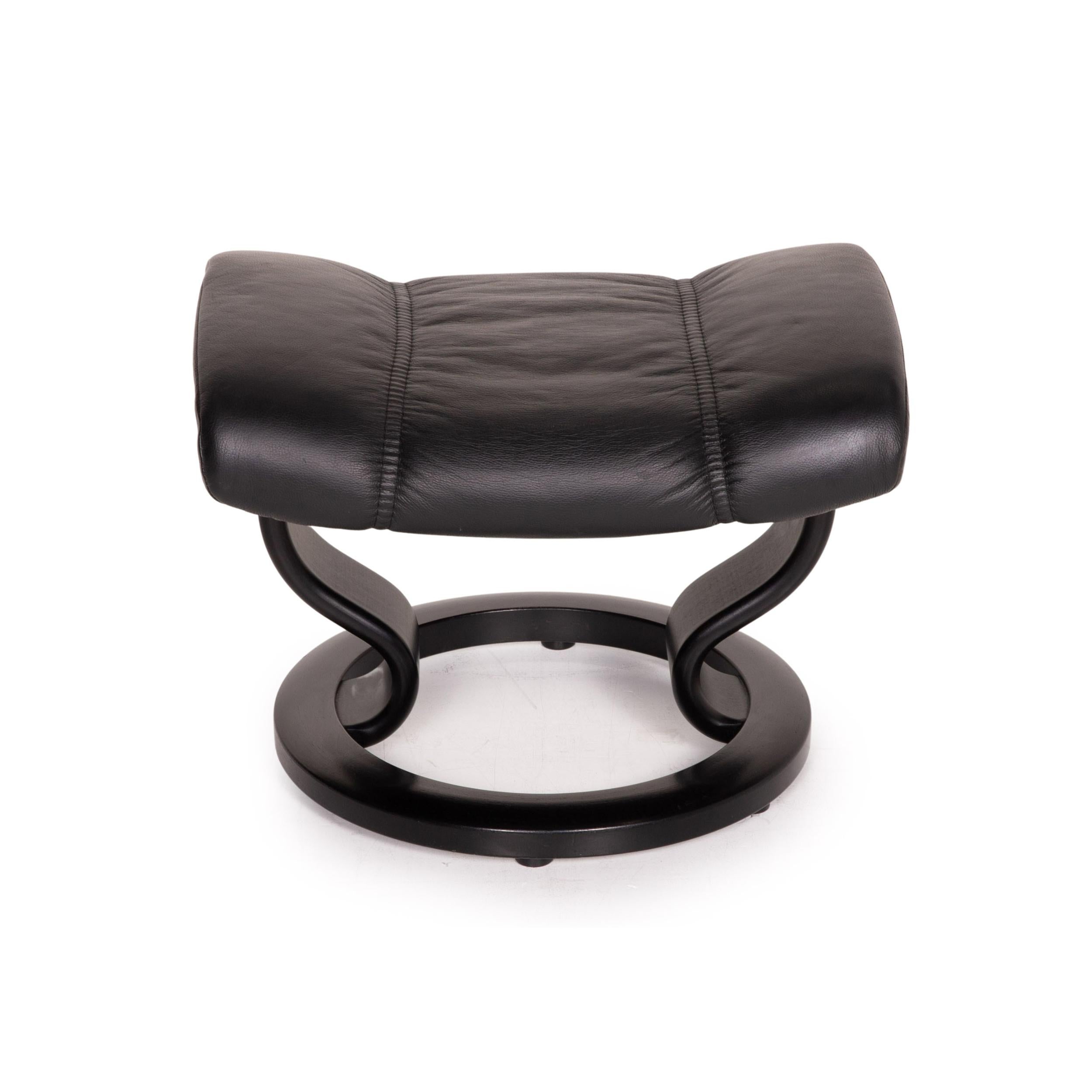 Stressless Consul Leather Armchair Incl. Stool Black Function Relaxation For Sale 11