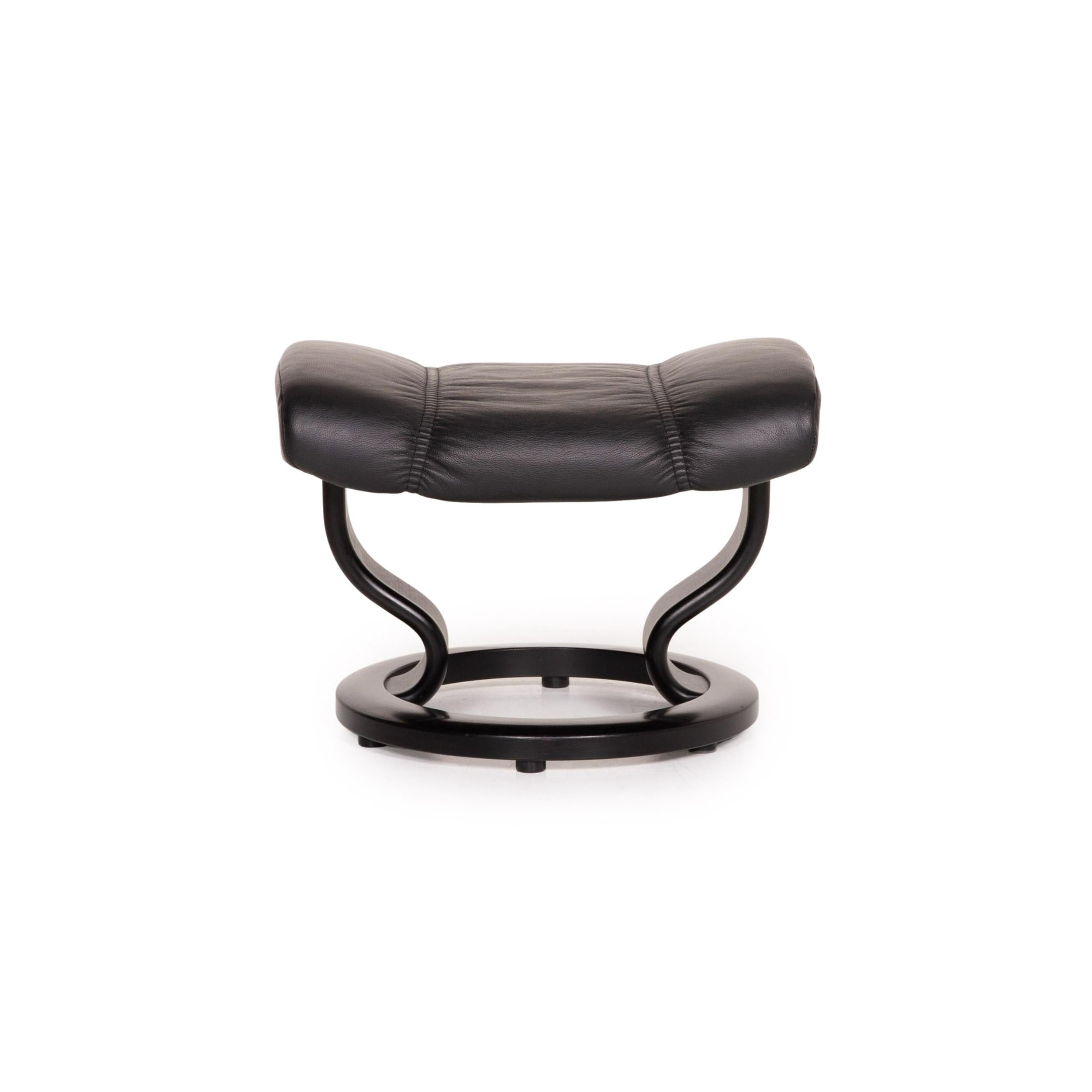 Stressless Consul Leather Armchair Incl. Stool Black Function Relaxation For Sale 13