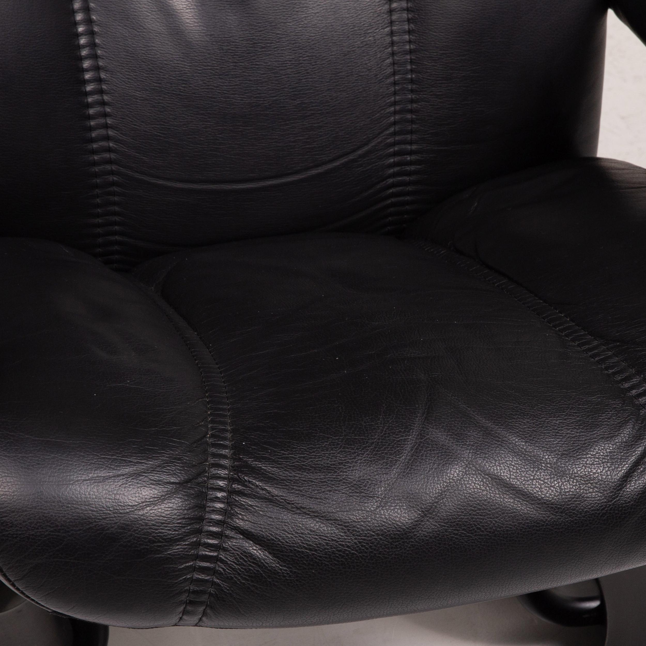Norwegian Stressless Consul Leather Armchair Incl. Stool Black Function Relaxation For Sale