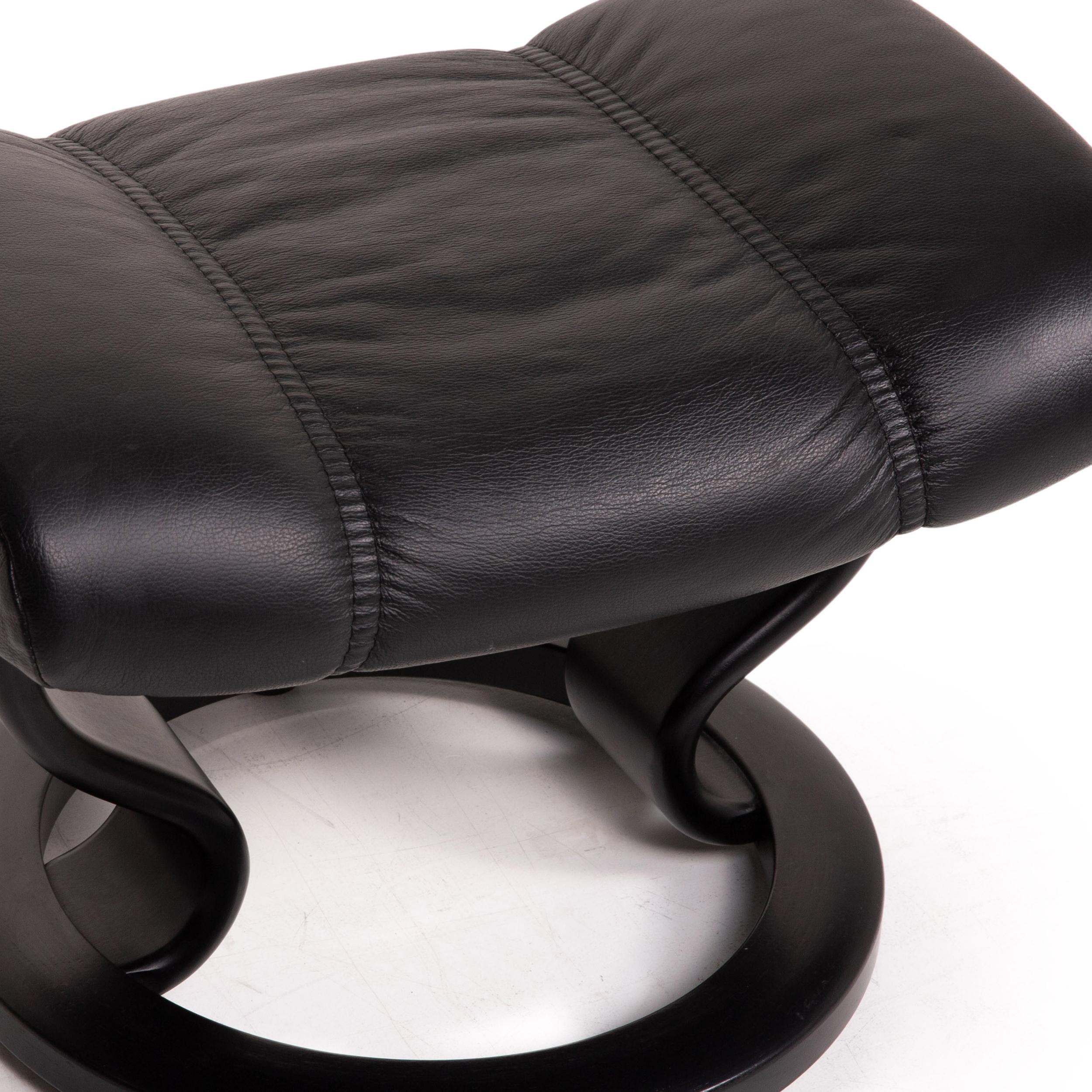 Stressless Consul Leather Armchair Incl. Stool Black Function Relaxation In Good Condition For Sale In Cologne, DE