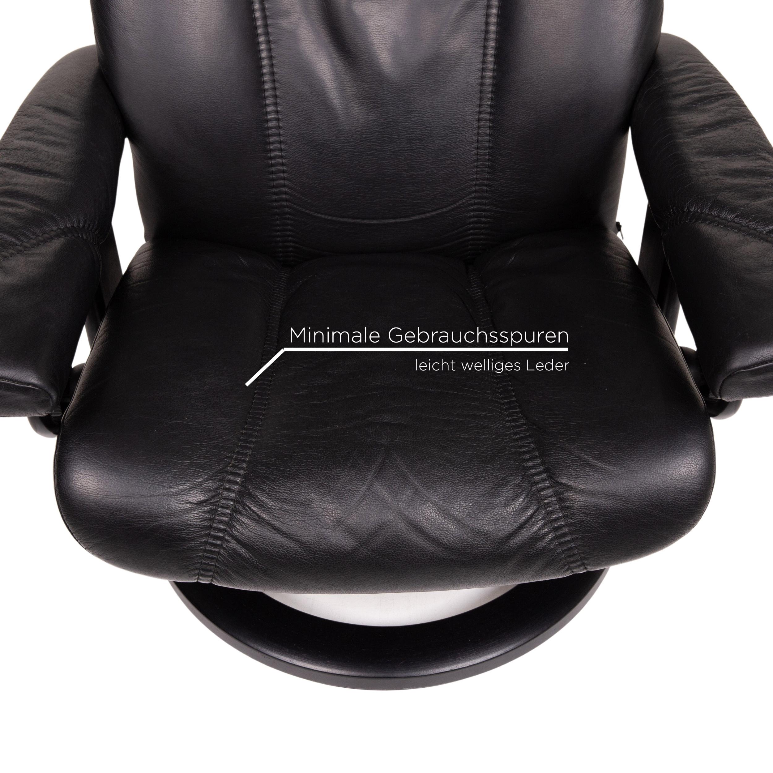 Contemporary Stressless Consul Leather Armchair Incl. Stool Black Function Relaxation For Sale