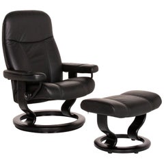 Stressless Consul Leather Armchair Includes Stool Black Relaxation Armchair