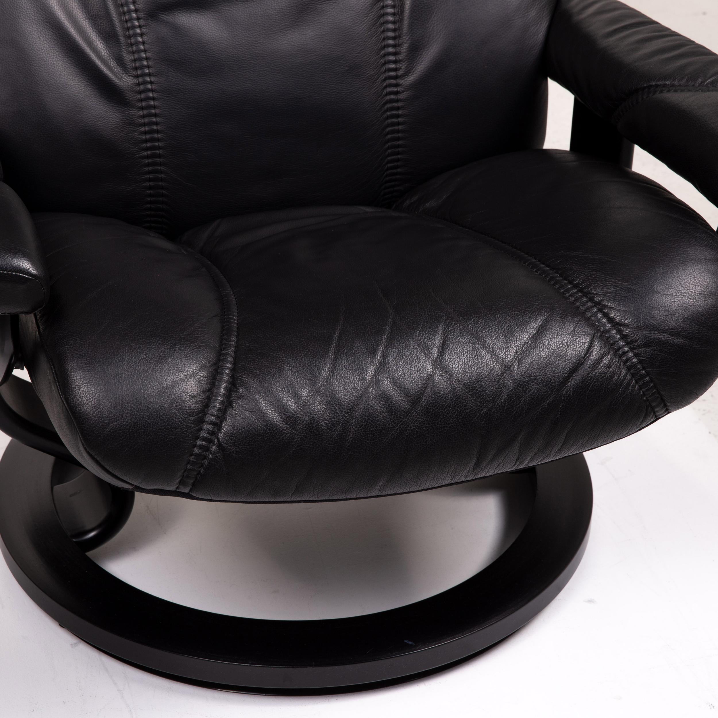 Norwegian Stressless Consul Leather Armchair Incl. Stool Black Relaxation Function