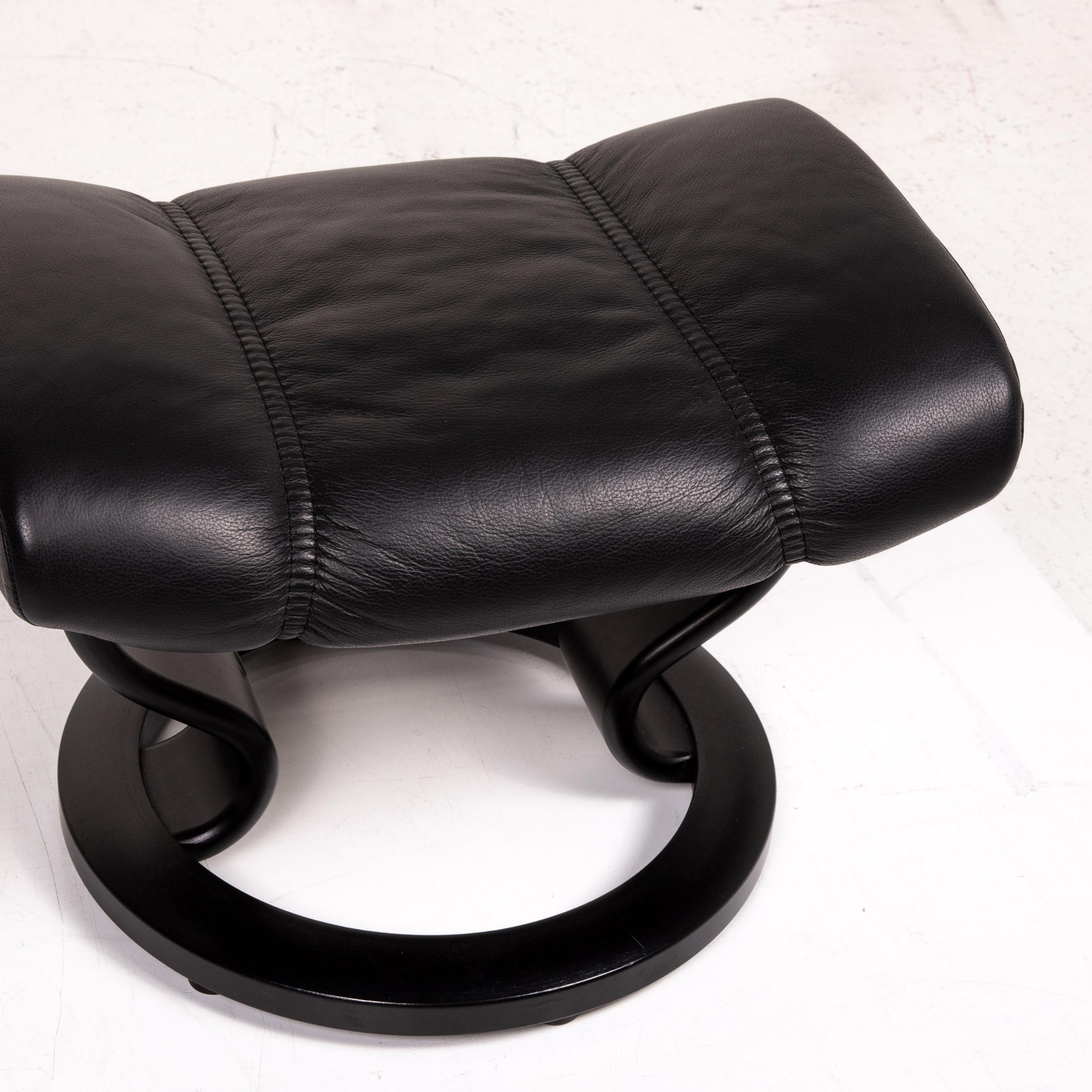 Stressless Consul Leather Armchair Incl. Stool Black Relaxation Function In Good Condition In Cologne, DE