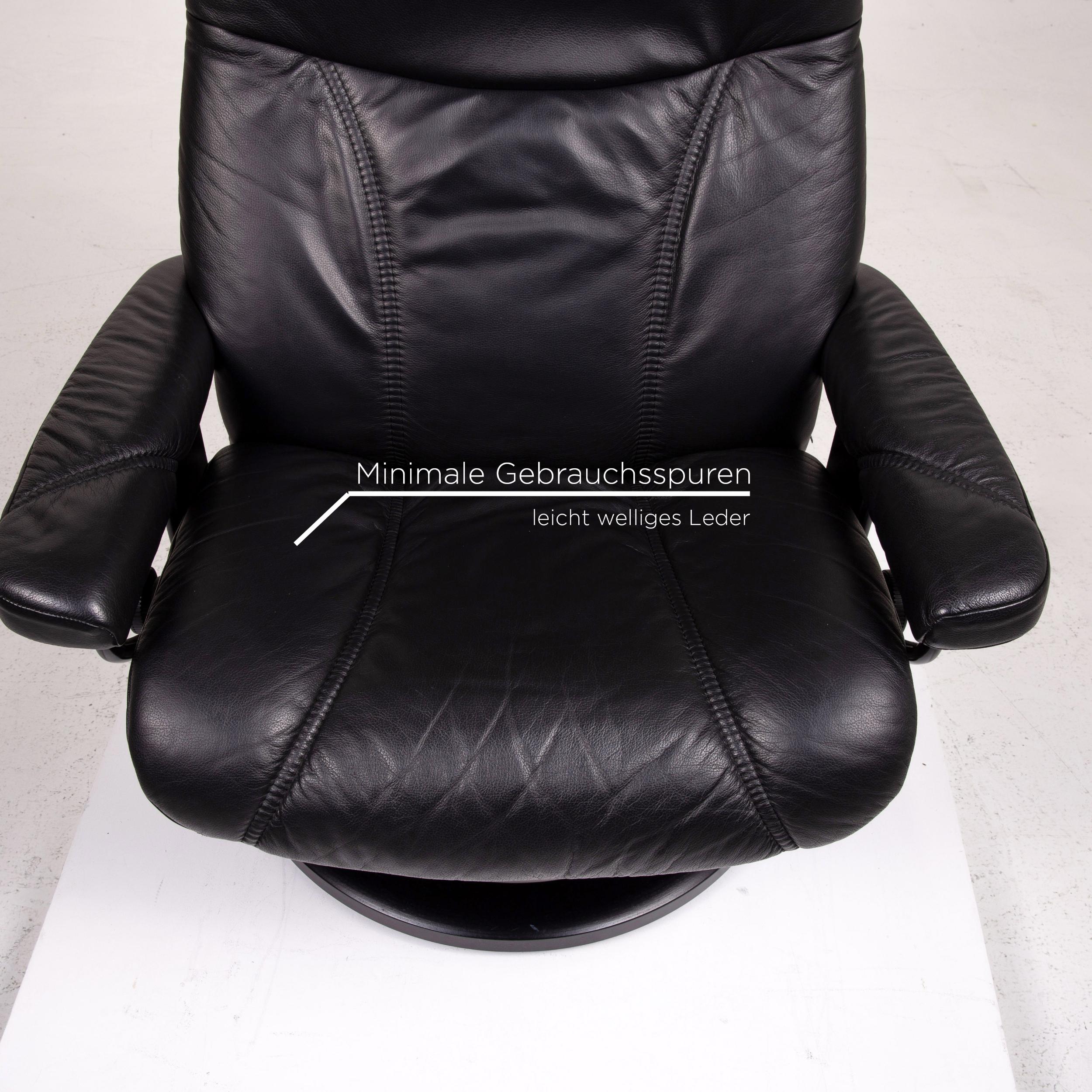 Contemporary Stressless Consul Leather Armchair Incl. Stool Black Relaxation Function