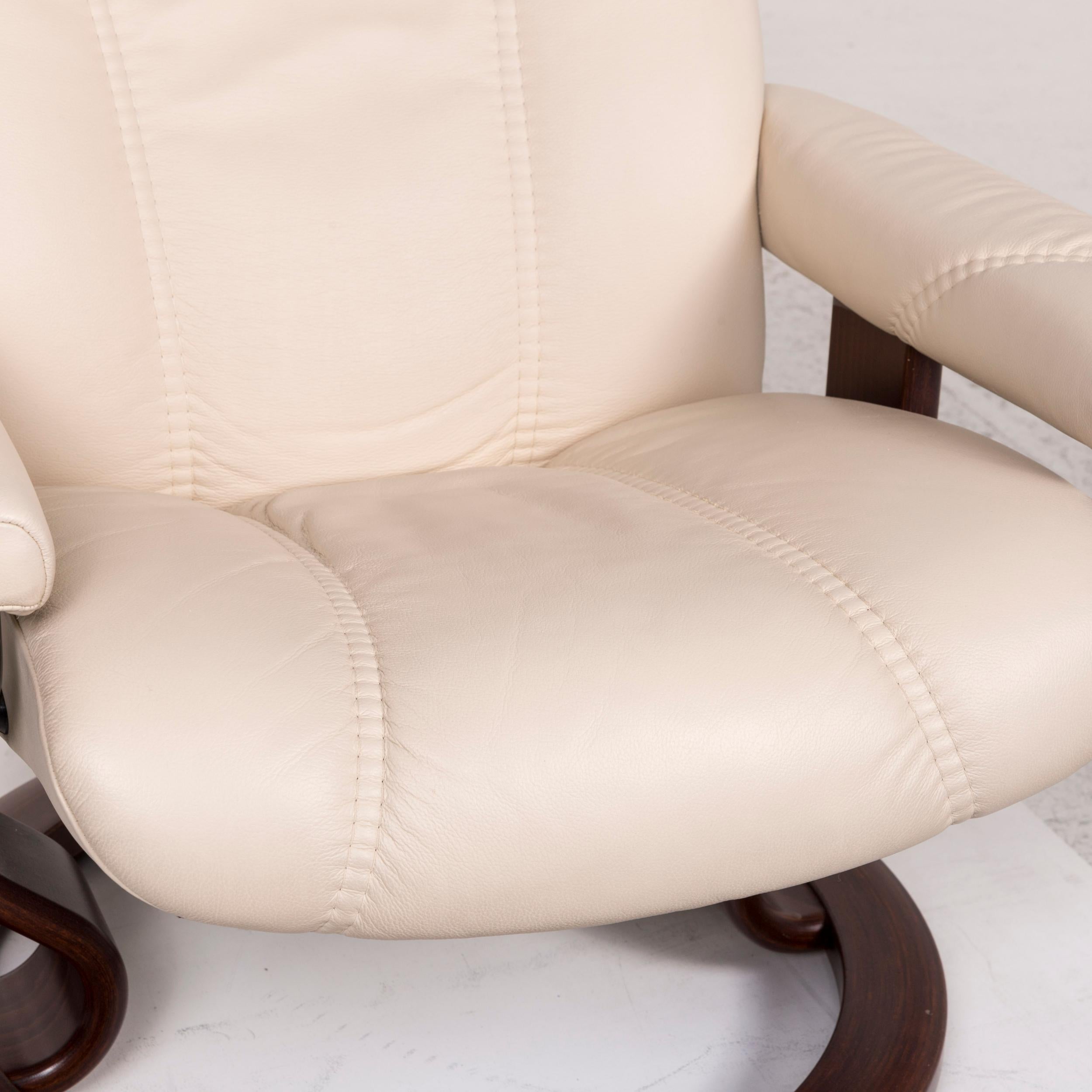 Modern Stressless Consul Leather Armchair Incl. Stool Cream Relax Function Function