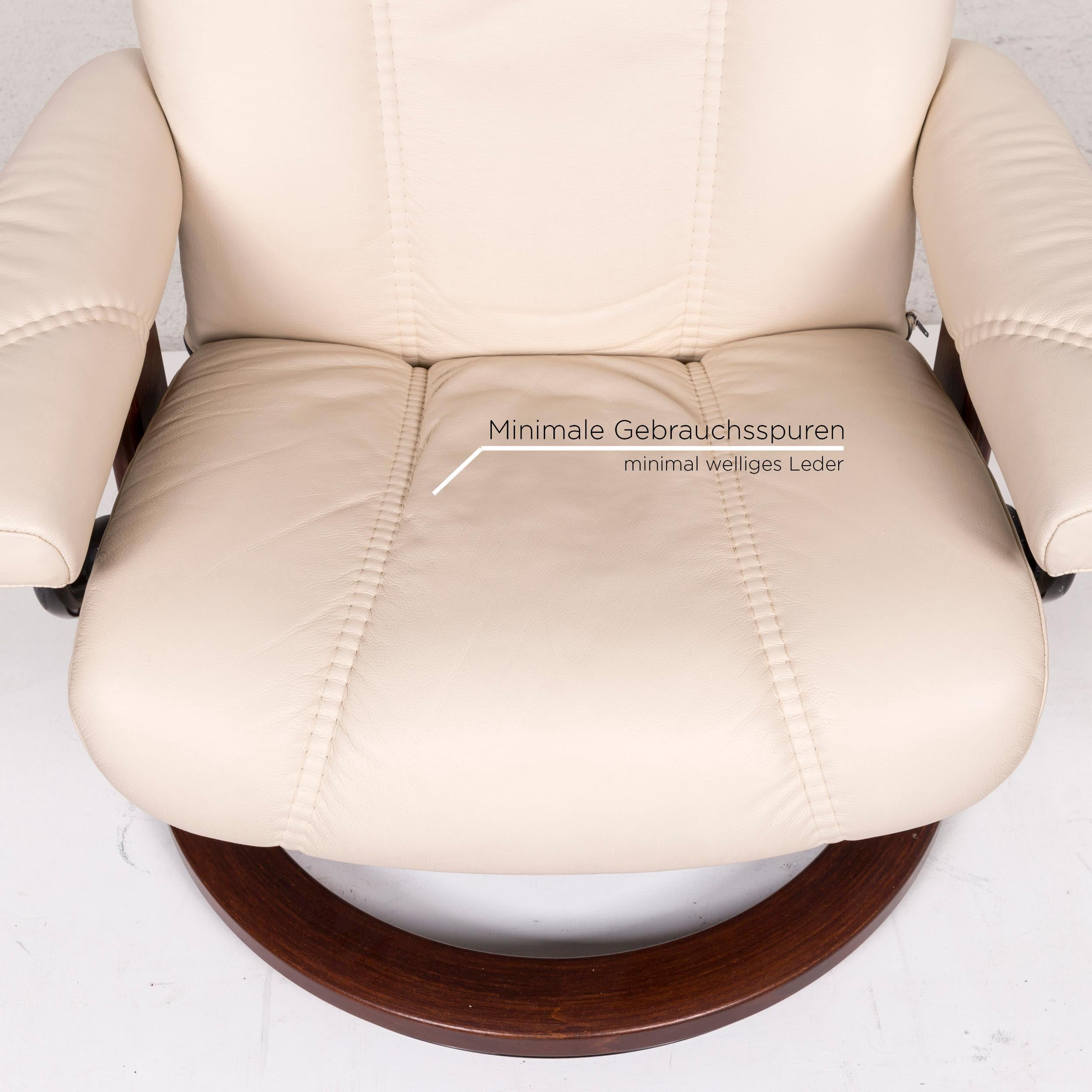 Stressless Consul Leather Armchair Incl. Stool Cream Relax Function Function In Good Condition In Cologne, DE