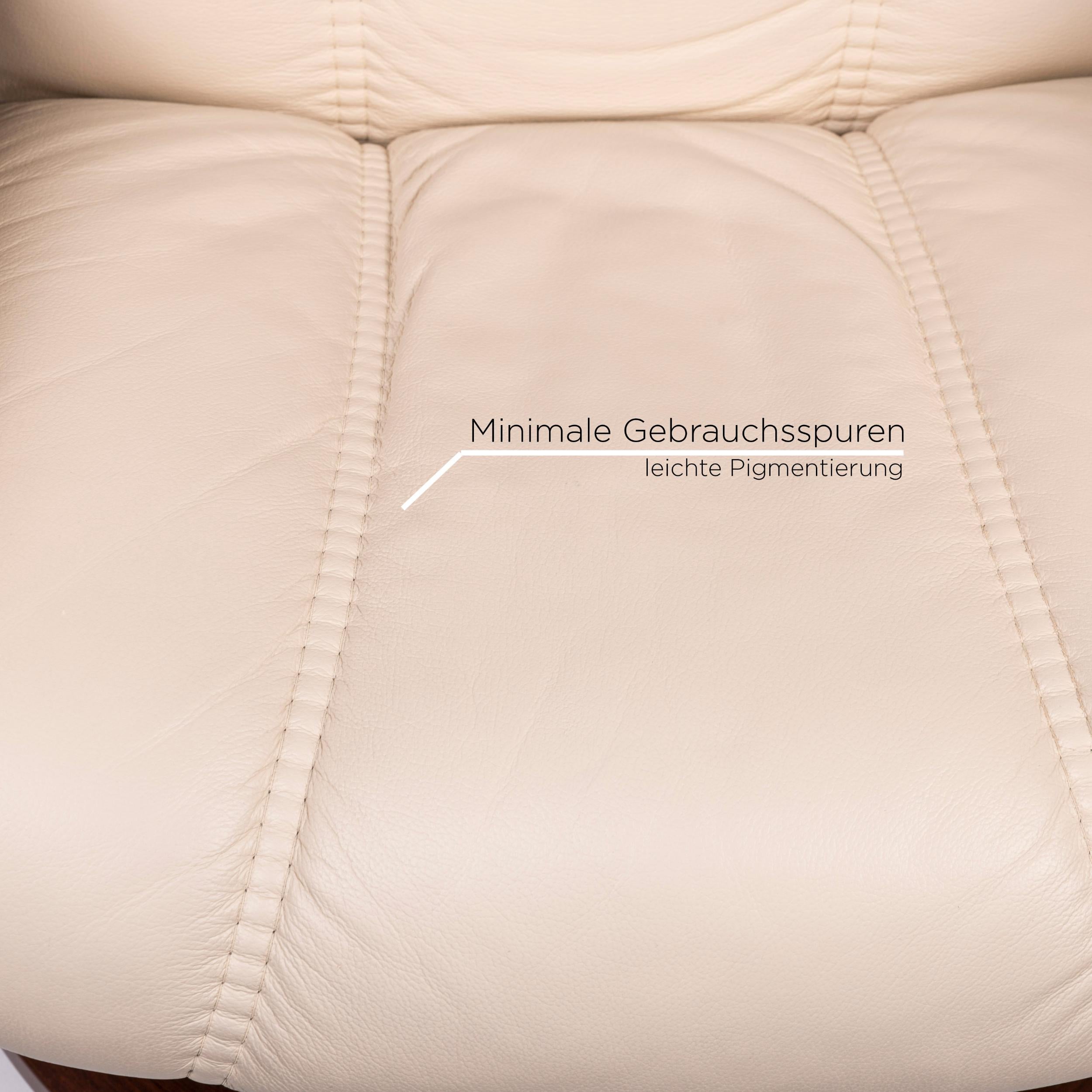 Contemporary Stressless Consul Leather Armchair Incl. Stool Cream Relax Function Function