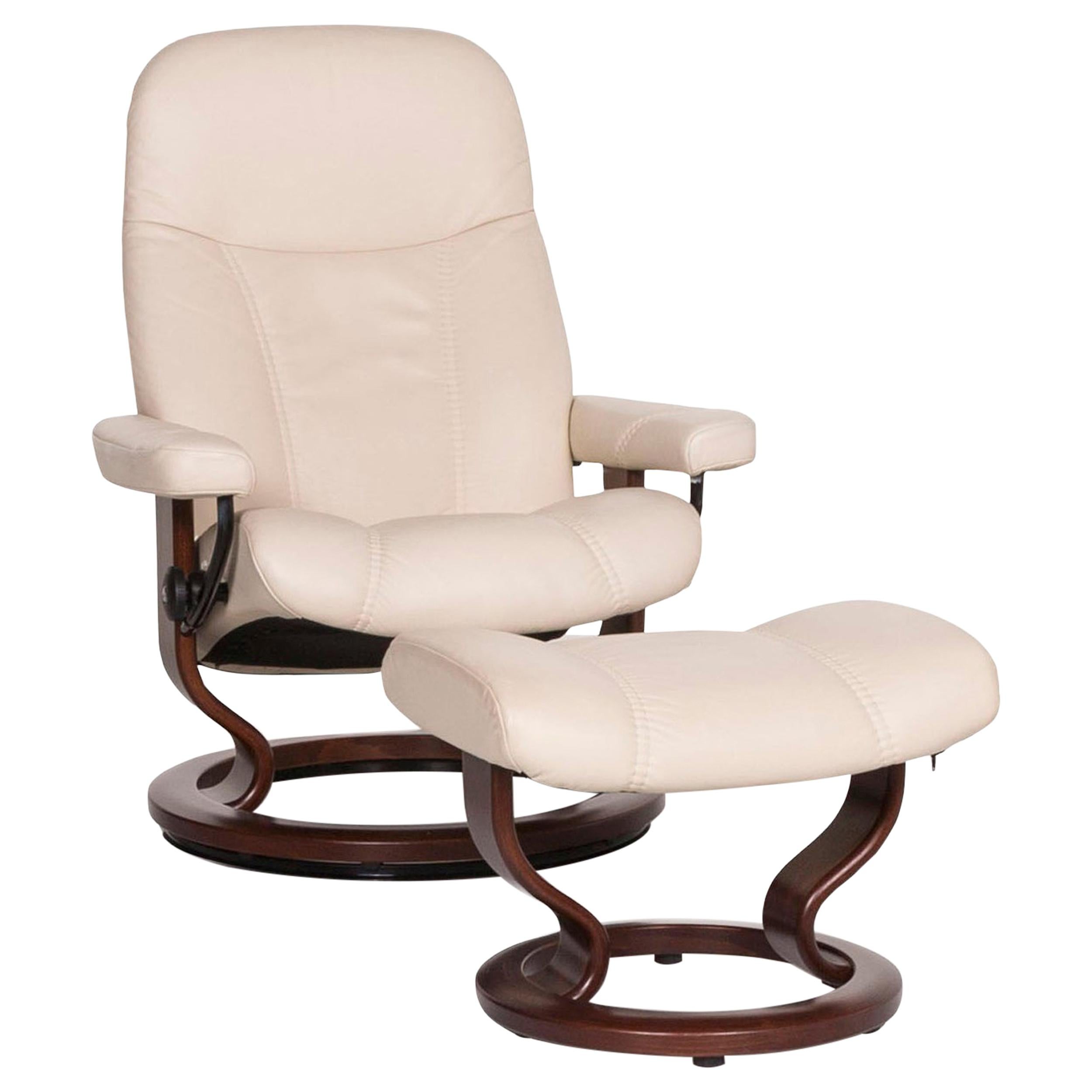 Stressless Consul Leather Armchair Incl. Stool Cream Relax Function Function