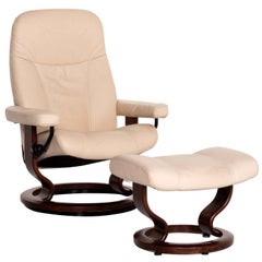 Stressless Consul Leather Armchair Incl. Stool Cream Relaxation Function