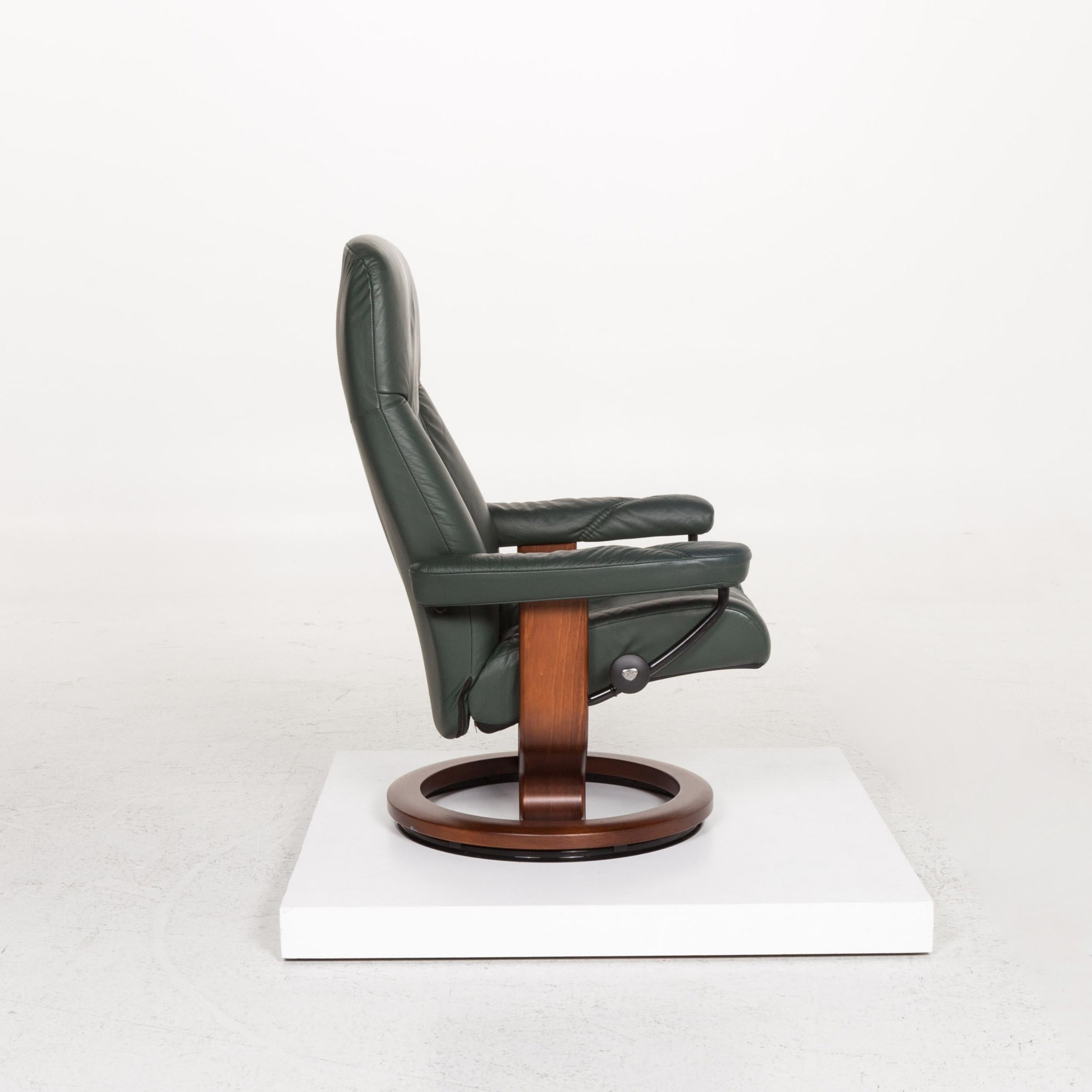 Stressless Consul Leather Armchair Incl. Stool Green Dark Green Relax Armchair 2