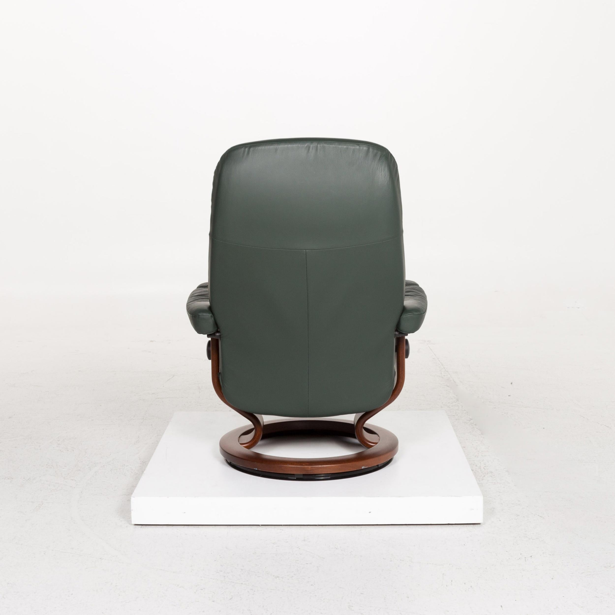 Stressless Consul Leather Armchair Incl. Stool Green Dark Green Relax Armchair 3