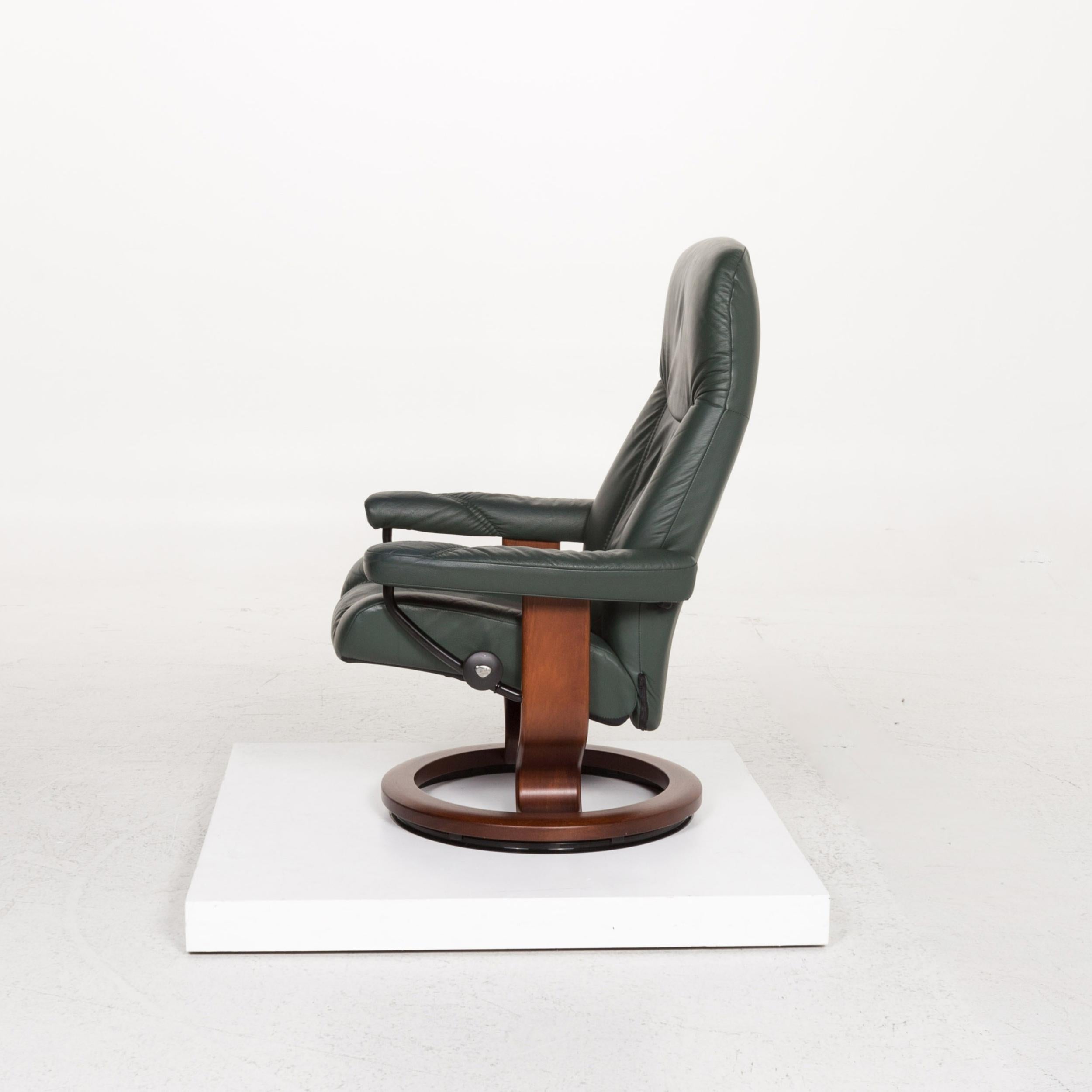 Stressless Consul Leather Armchair Incl. Stool Green Dark Green Relax Armchair 4