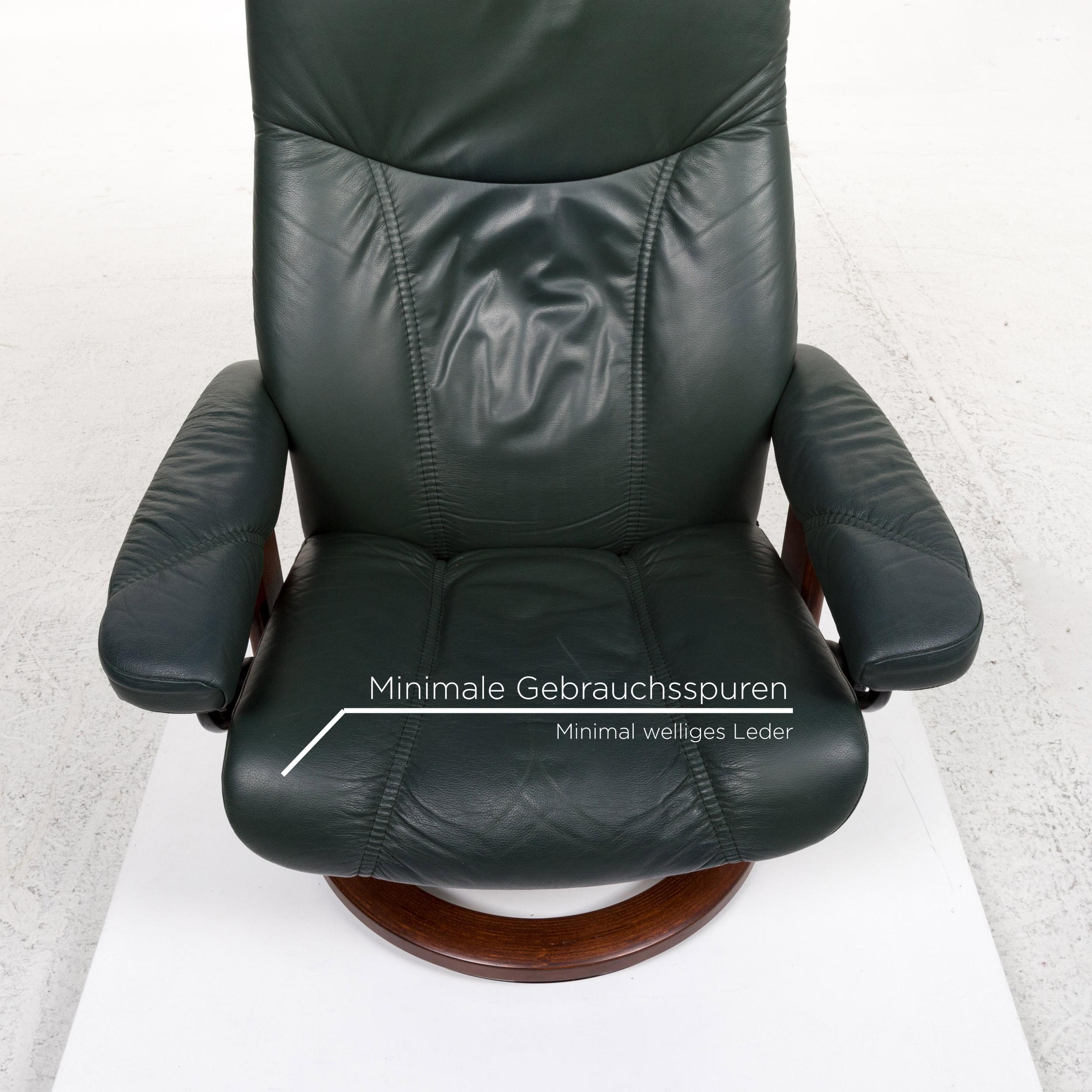 Modern Stressless Consul Leather Armchair Incl. Stool Green Dark Green Relax Armchair