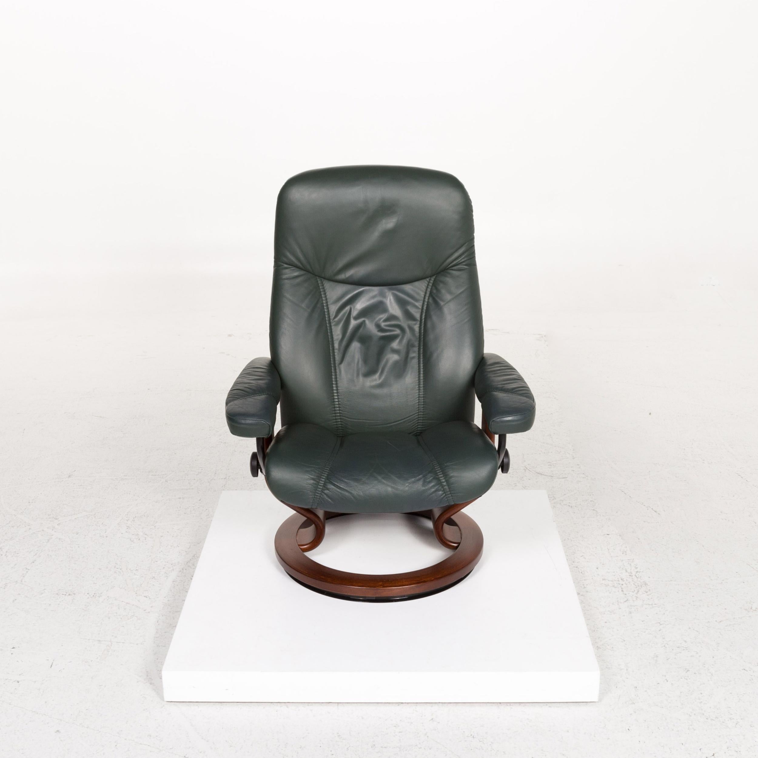 Stressless Consul Leather Armchair Incl. Stool Green Dark Green Relax Armchair 1