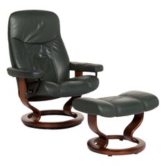 Stressless Consul Leather Armchair Incl. Stool Green Dark Green Relax Armchair
