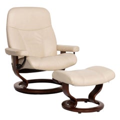 Stressless Consul Leather Armchair Includes Stool Cream Relax Function Relax