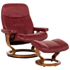 Stressless Consul Leather Armchair Includes Stool Red Relax Function Function