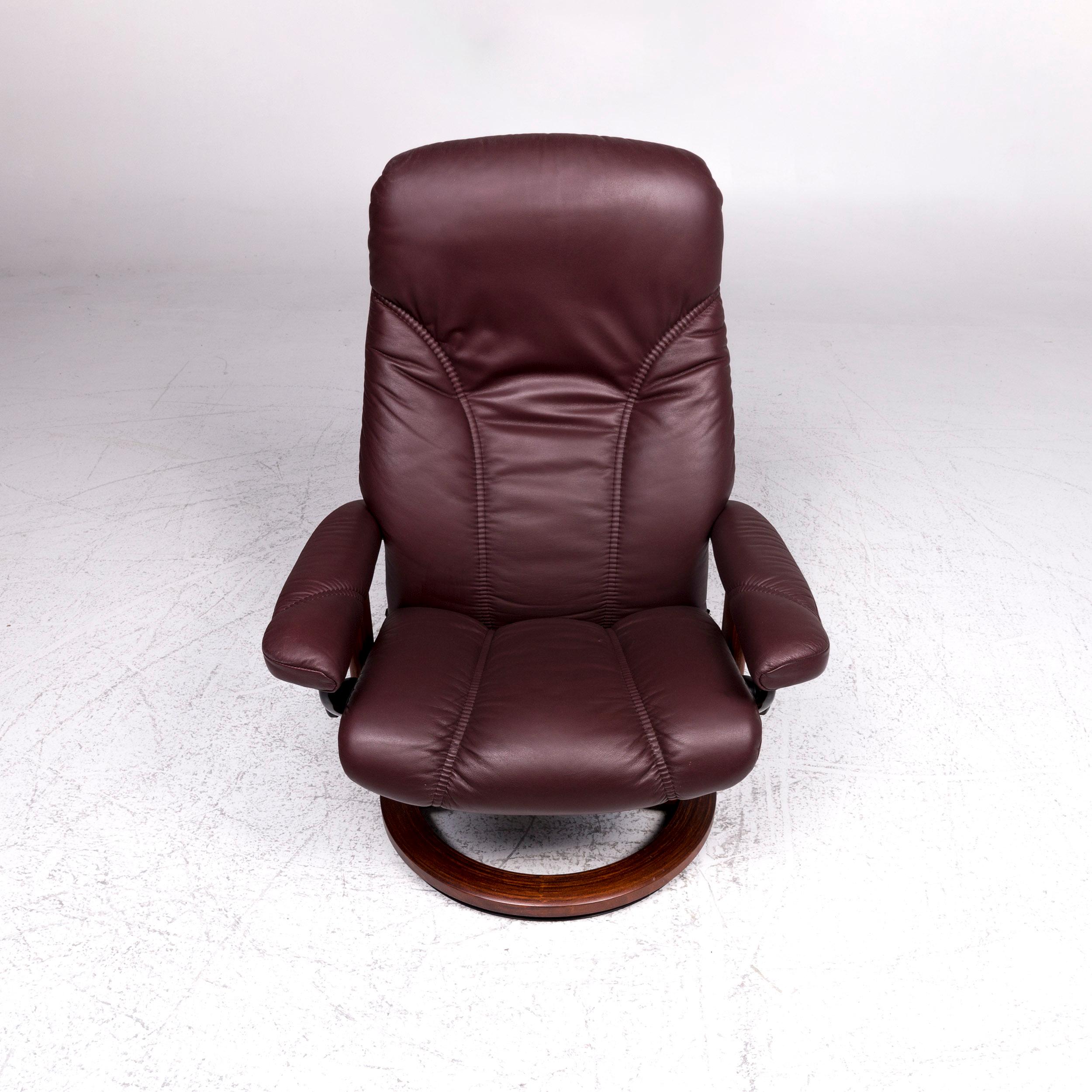 Stressless Consul Leather Armchair Stool Red-Brown Relax Function 6