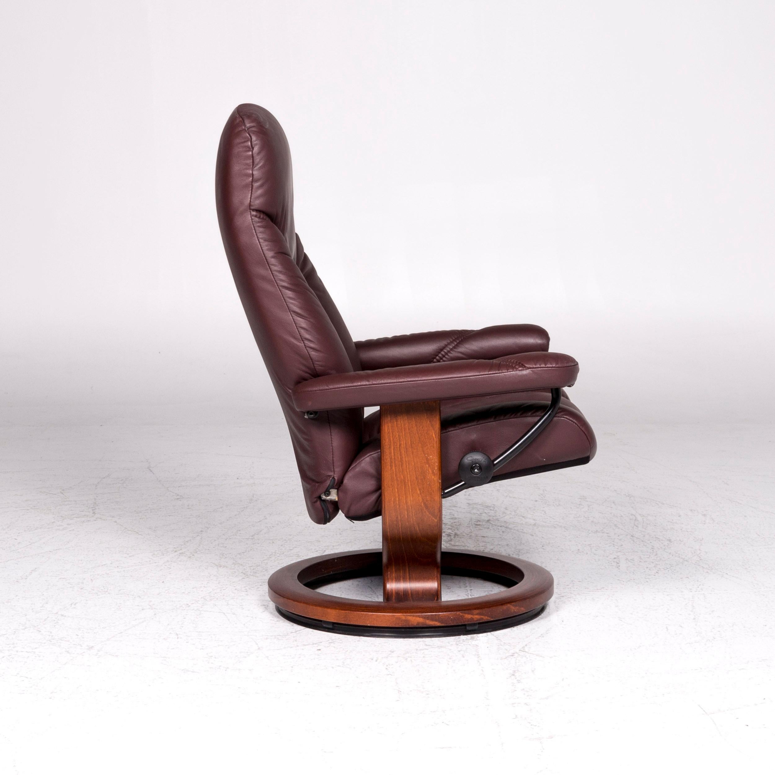 Stressless Consul Leather Armchair Stool Red-Brown Relax Function 8
