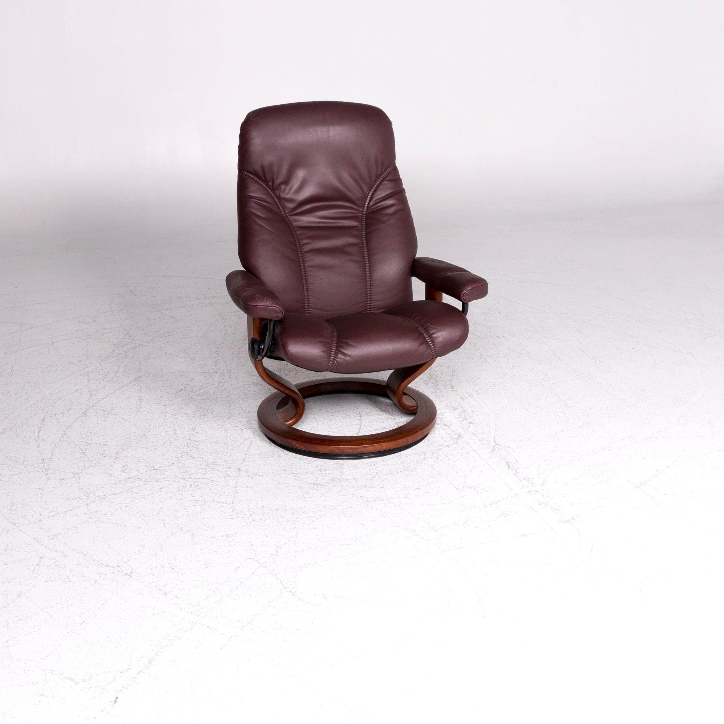 Modern Stressless Consul Leather Armchair Stool Red-Brown Relax Function