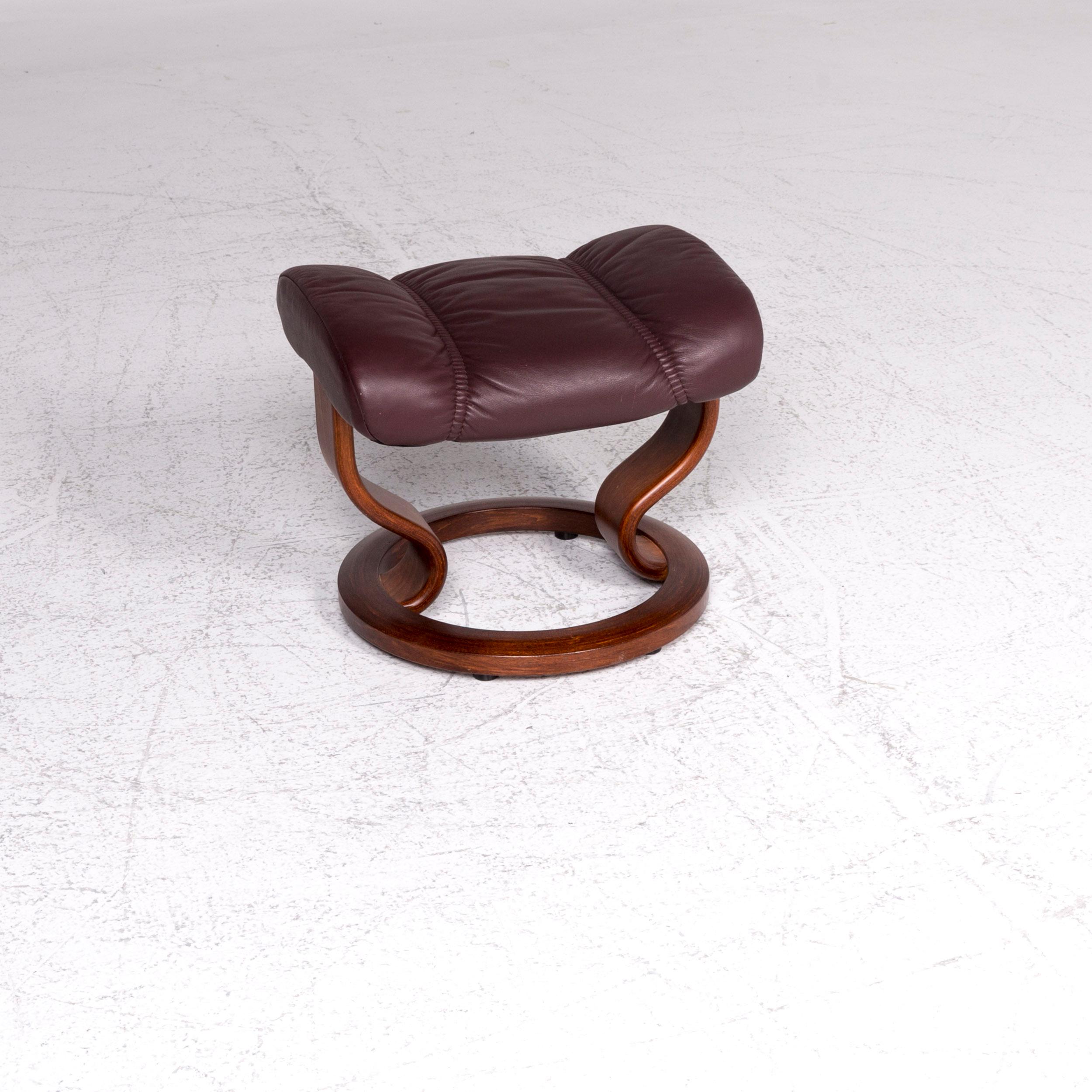 Norwegian Stressless Consul Leather Armchair Stool Red-Brown Relax Function