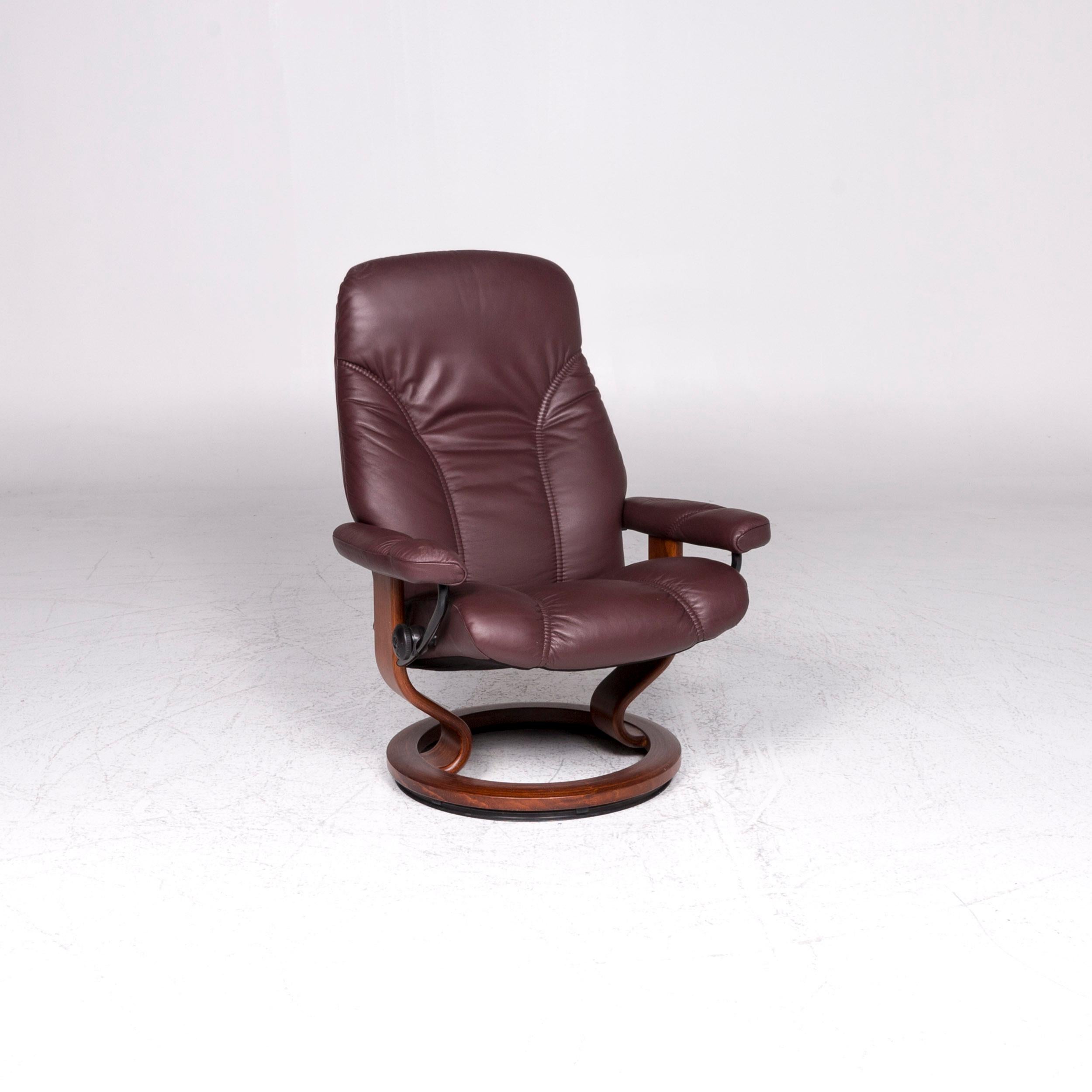 Stressless Consul Leather Armchair Stool Red-Brown Relax Function 2