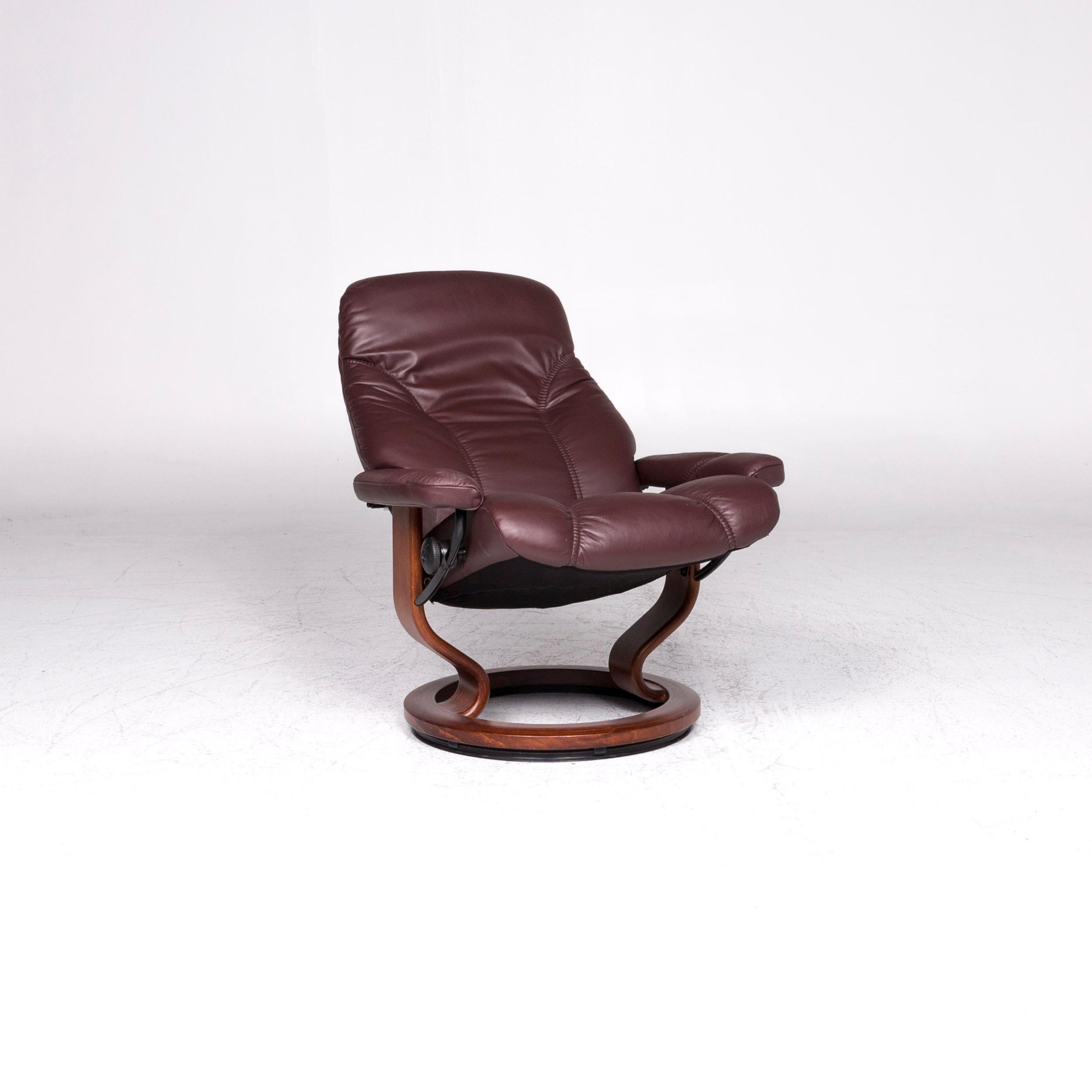 Stressless Consul Leather Armchair Stool Red-Brown Relax Function 3