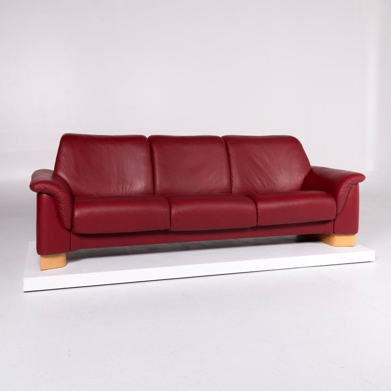 Stressless Designer Leder Sofa Rot Dreisitze at 1stDibs | sofa leder, couch  rot, couch leder