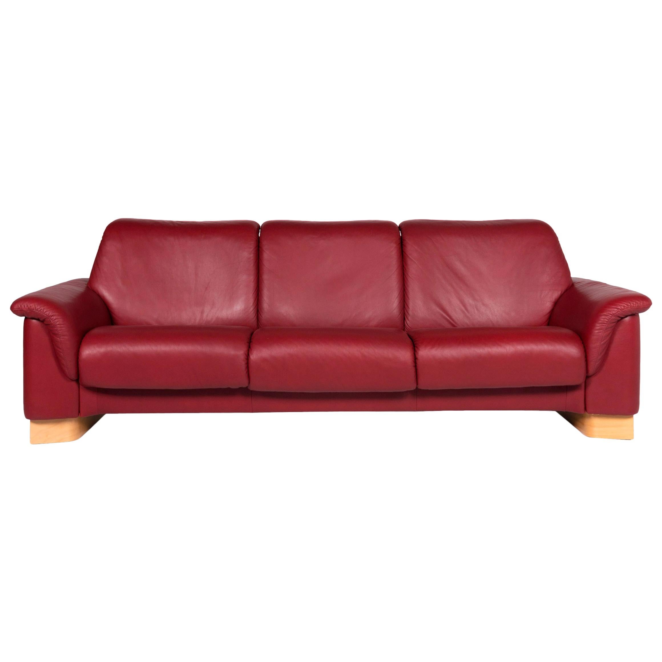 stressless designer leder sofa rot dreisitze