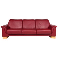 Stressless Designer Leder-Sofa Rot Dreisitzer
