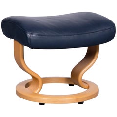 Stressless Designer Leather Foot-Stool Blue Bench