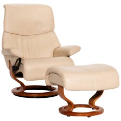 Stressless Dream Leather Armchair Incl. Stool Cream Relaxation Function