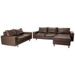 Stressless E 200 Leather Sofa Set Brown 1 Corner Sofa 1 Two-Seater Couch
