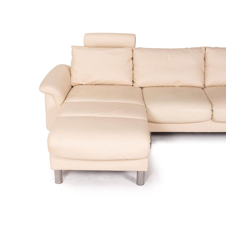 Stressless E300 Leather Corner Sofa Cream Sofa Function Couch at