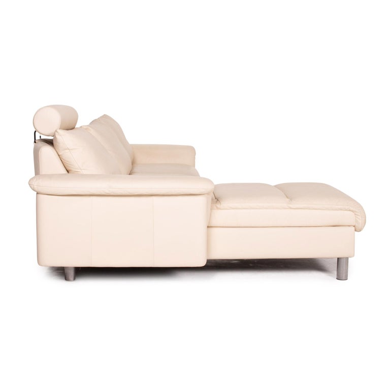 Stressless E300 Leather Corner Sofa Cream Sofa Function Couch at