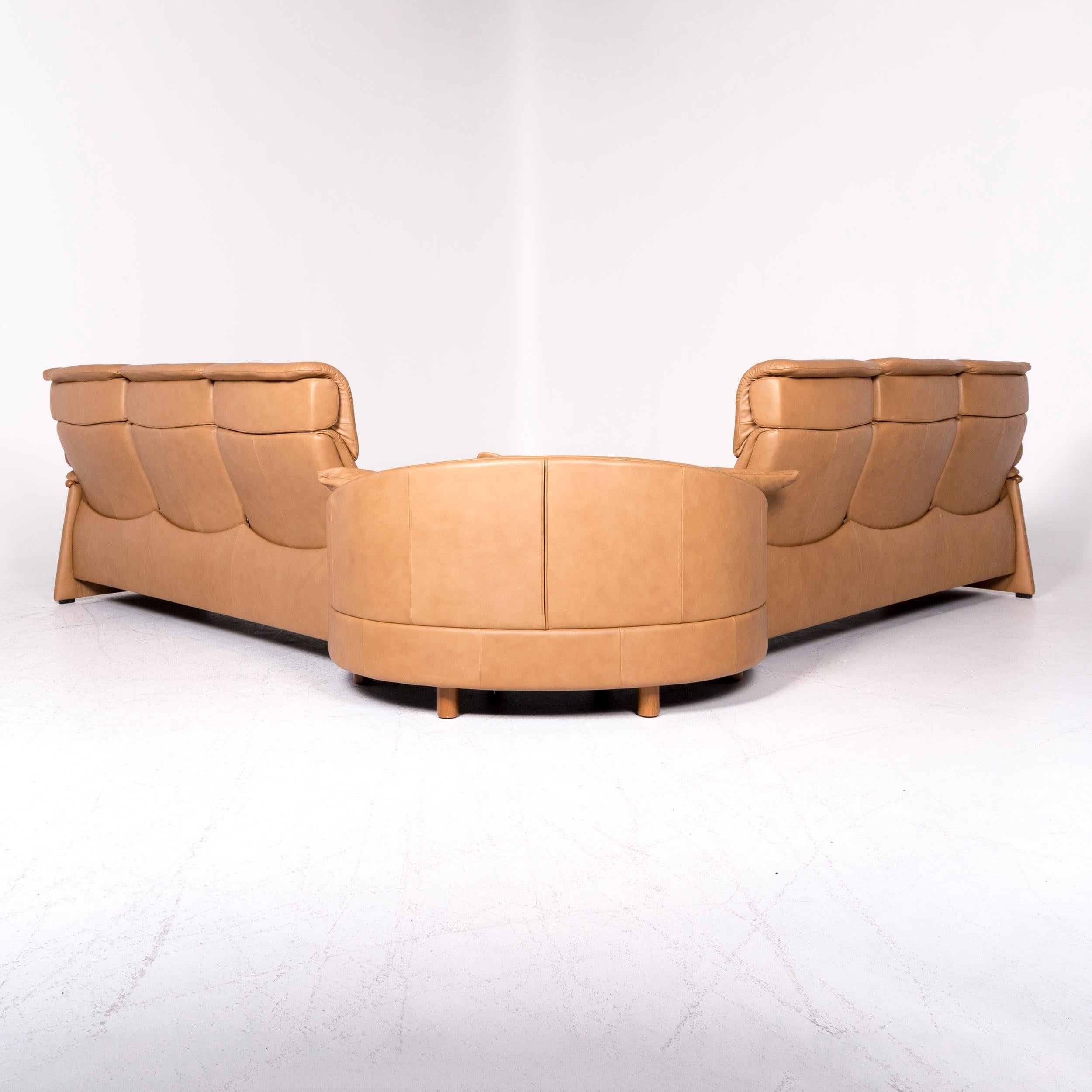 Stressless Eldorado Designer Leather Corner Sofa Beige Real Leather Sofa Couch 3