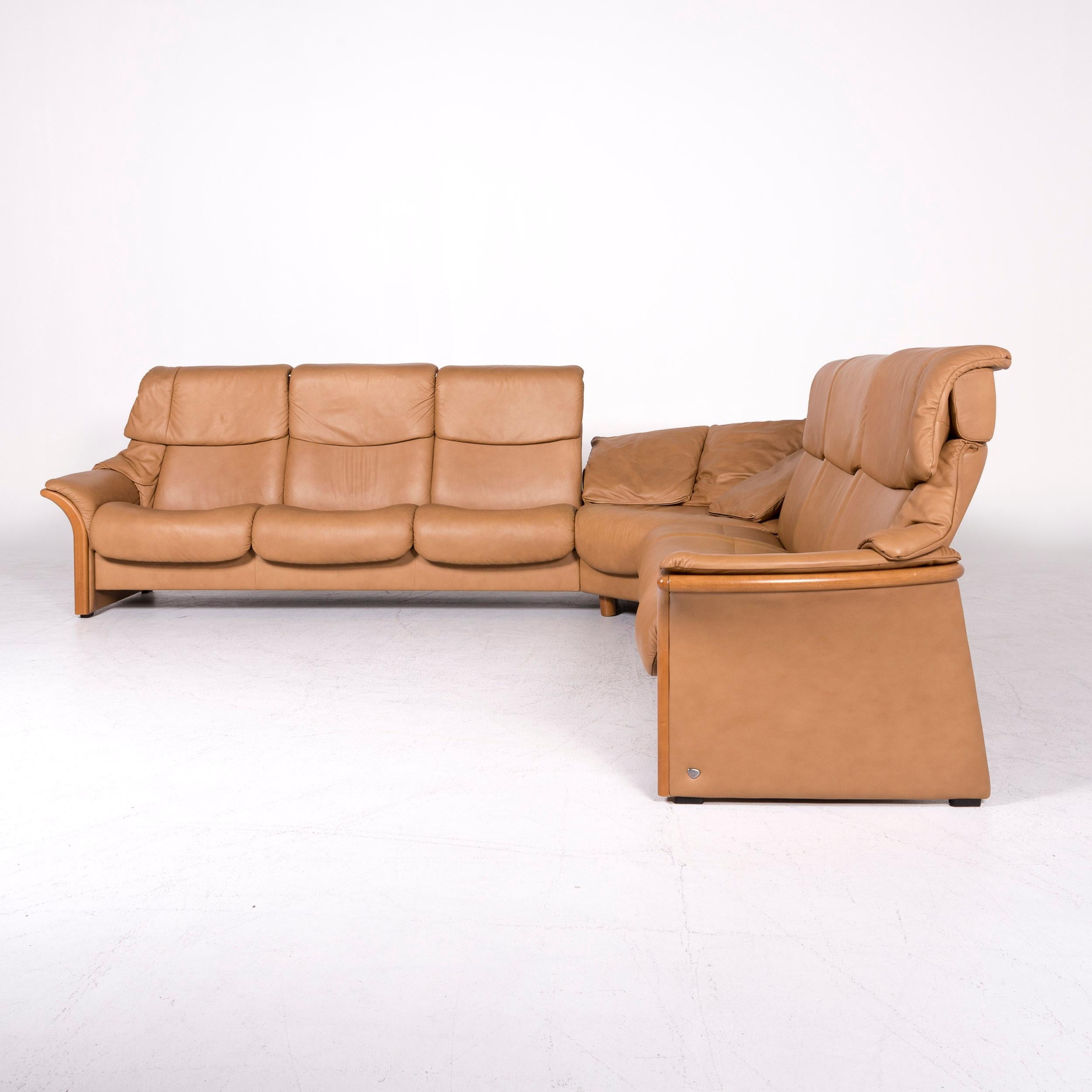 Stressless Eldorado Designer Leather Corner Sofa Beige Real Leather Sofa Couch 4