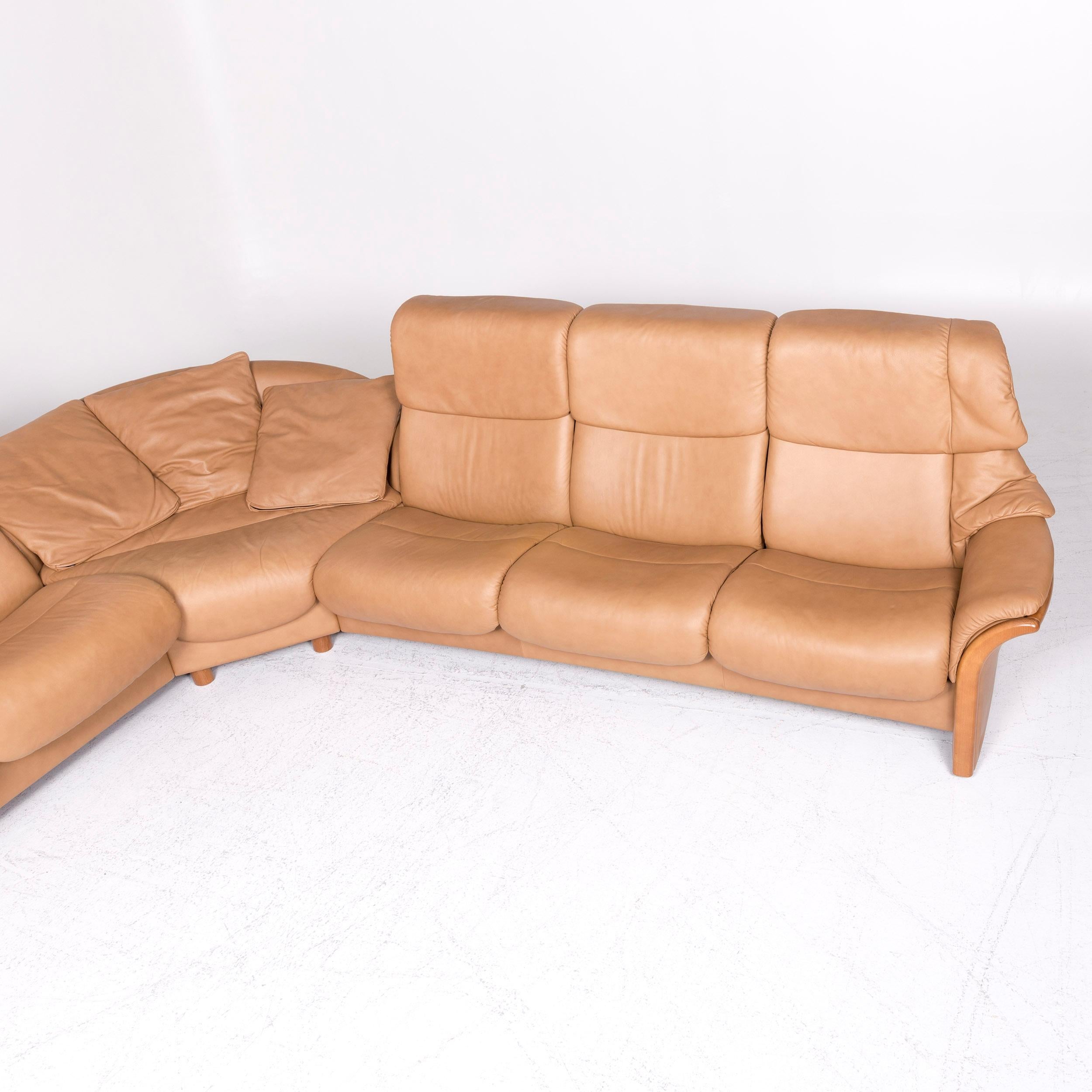 Stressless Eldorado Designer Leather Corner Sofa Beige Real Leather Sofa Couch In Good Condition In Cologne, DE