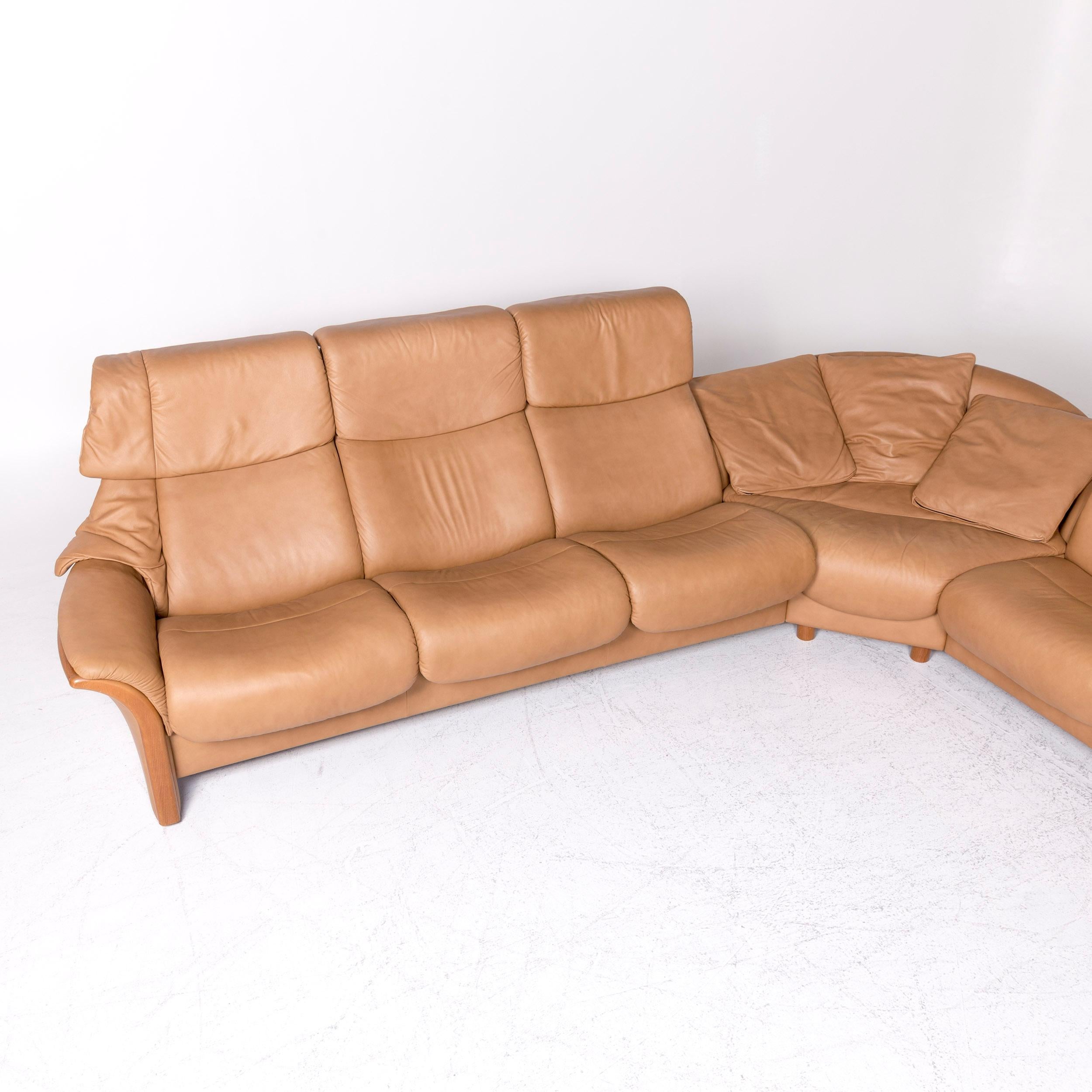 Contemporary Stressless Eldorado Designer Leather Corner Sofa Beige Real Leather Sofa Couch