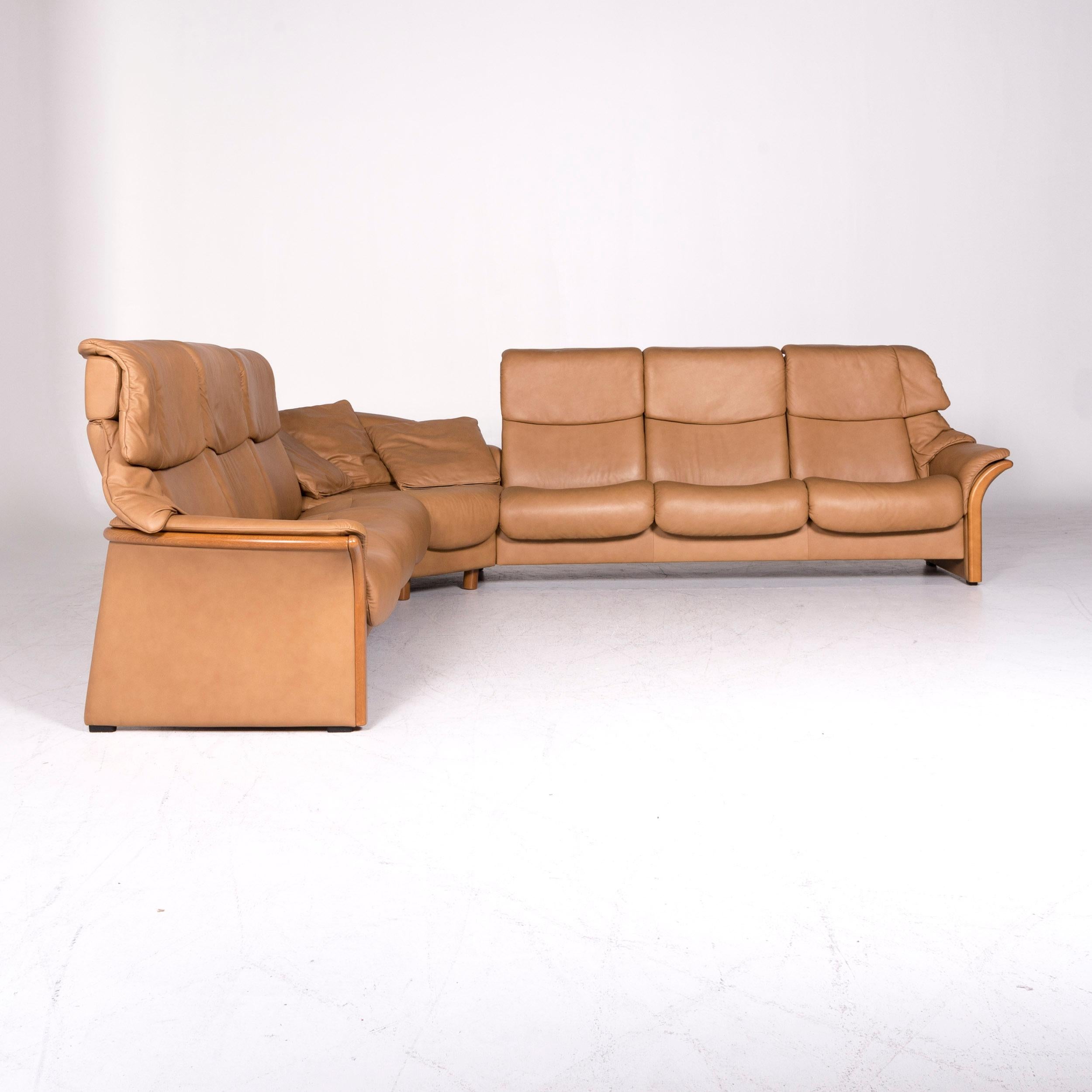 Stressless Eldorado Designer Leather Corner Sofa Beige Real Leather Sofa Couch 2