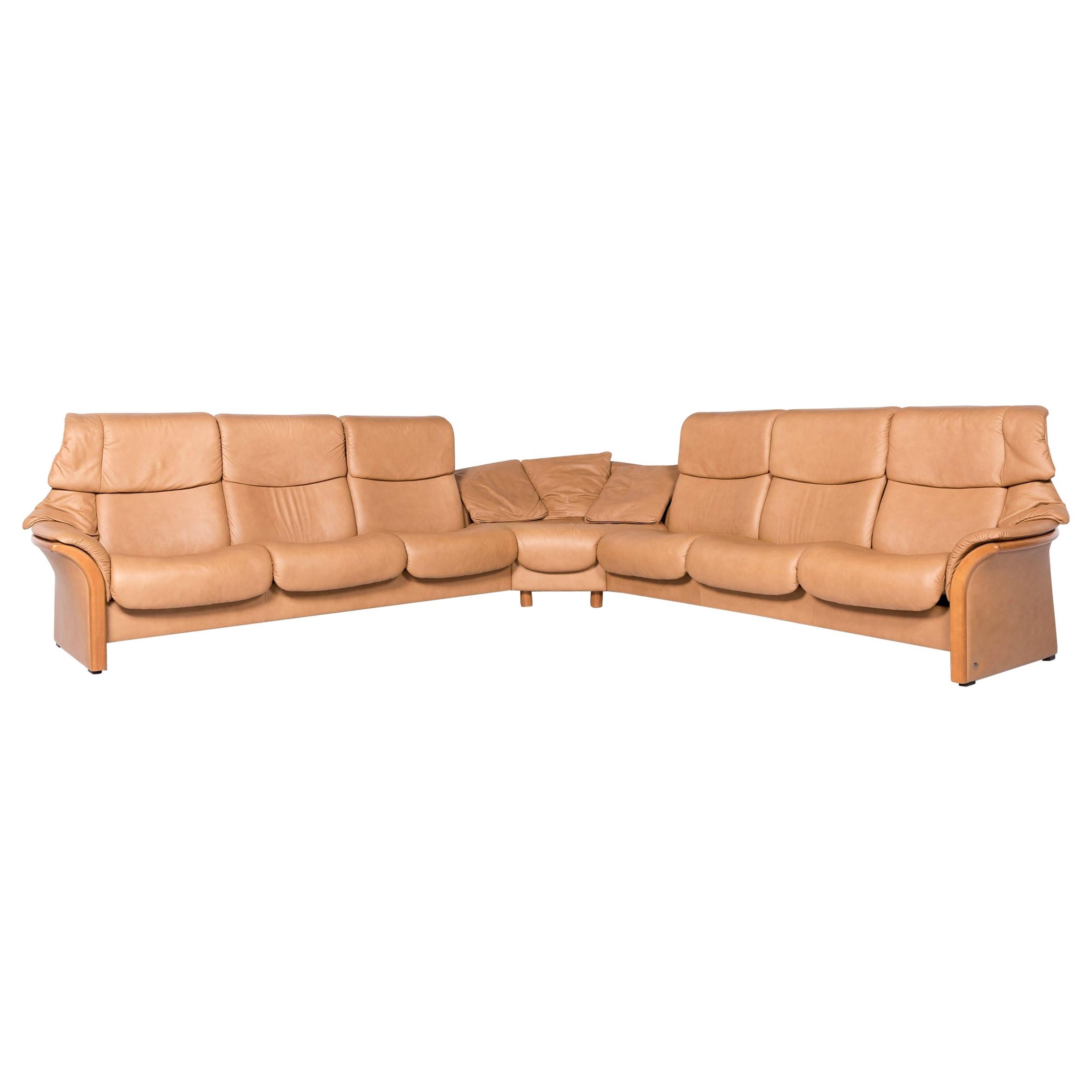 Stressless Eldorado Designer Leather Corner Sofa Beige Real Leather Sofa Couch