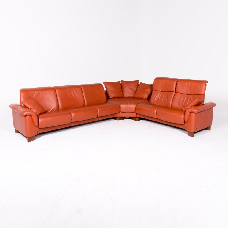 Stressless Eldorado Designer Leather Corner Sofa Orange Terracotta Real