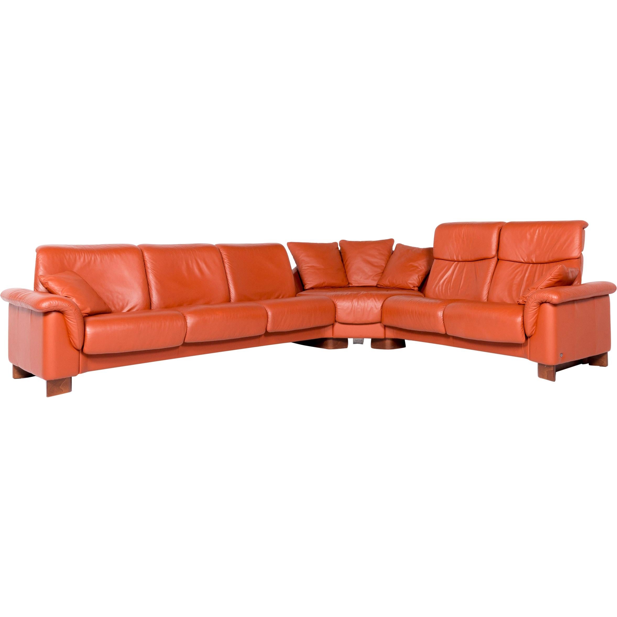 Stressless Eldorado Designer Leather Corner Sofa Orange Terracotta Real