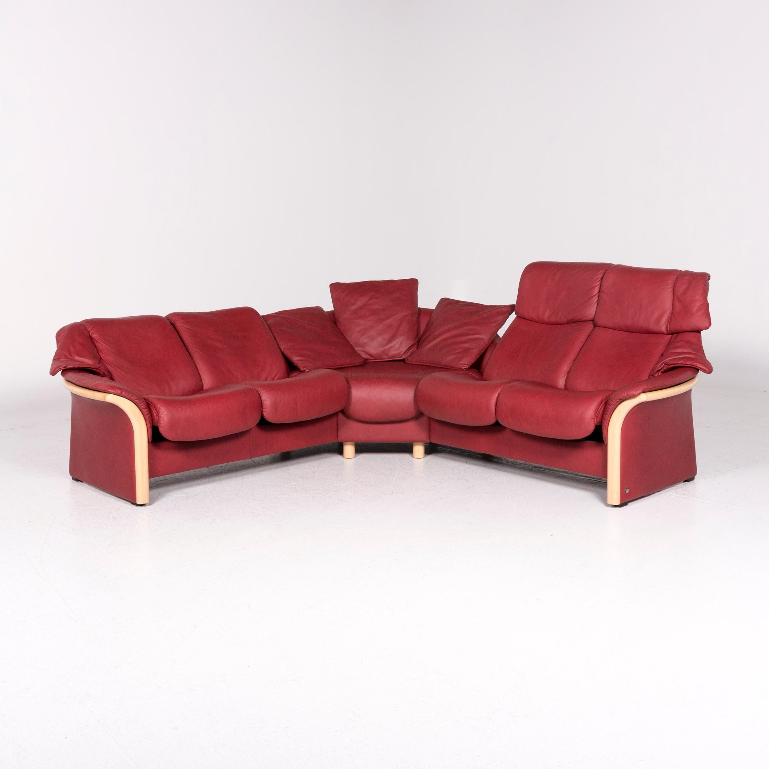 Stressless Eldorado Leather Corner Sofa Red Sofa Function Relax Function Couch 1